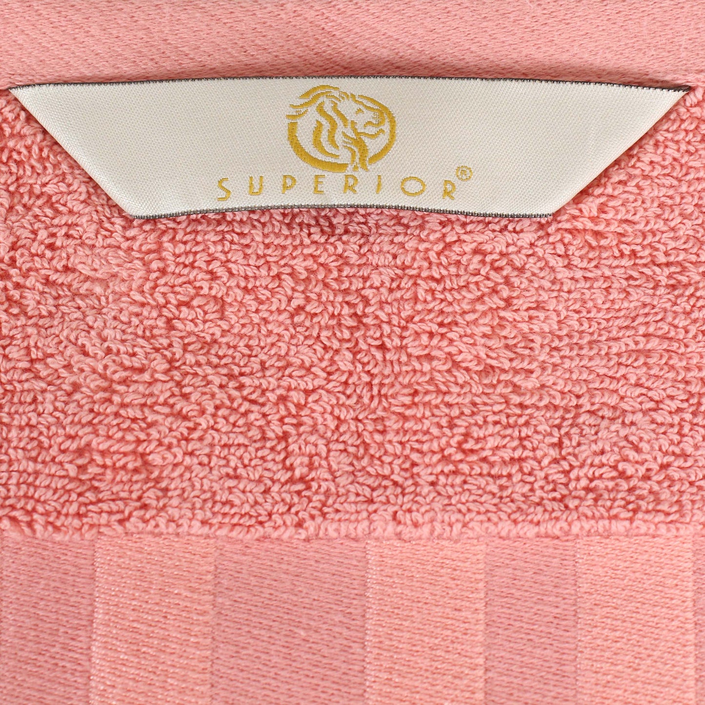 Larissa Cotton Geometric Border Bath Towel Set of 4 - Coral