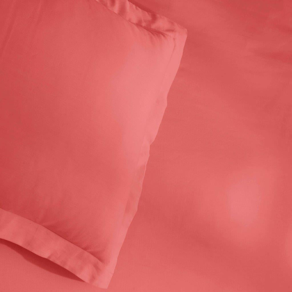 Egyptian Cotton 300 Thread Count Solid Duvet Cover Set - Coral