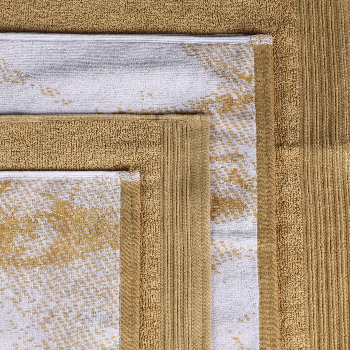 Cotton Marble and Solid Quick Dry 10 Piece Assorted Bathroom Towel Set - Bronze