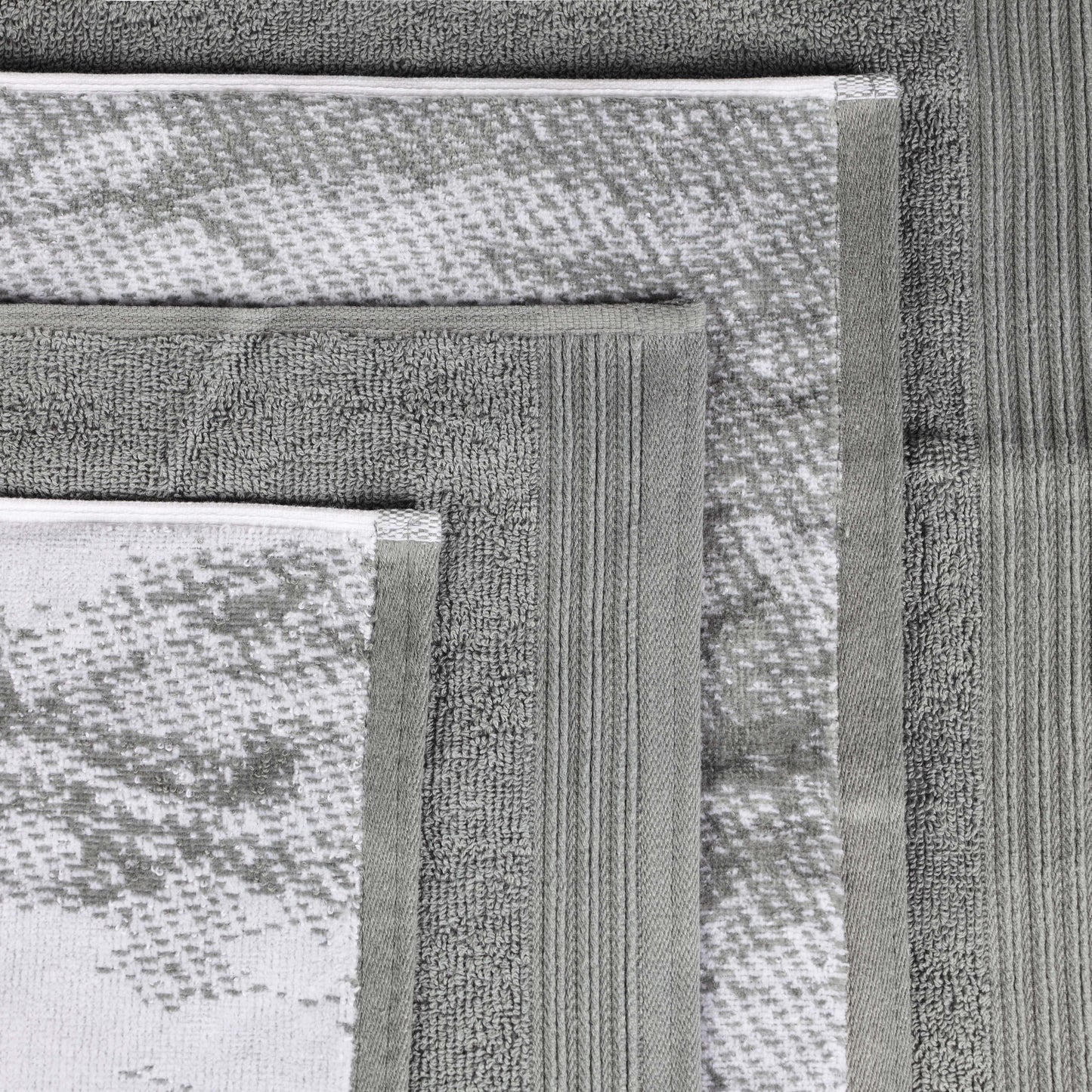 Cotton Marble and Solid Quick Dry 10 Piece Assorted Bathroom Towel Set - Gray