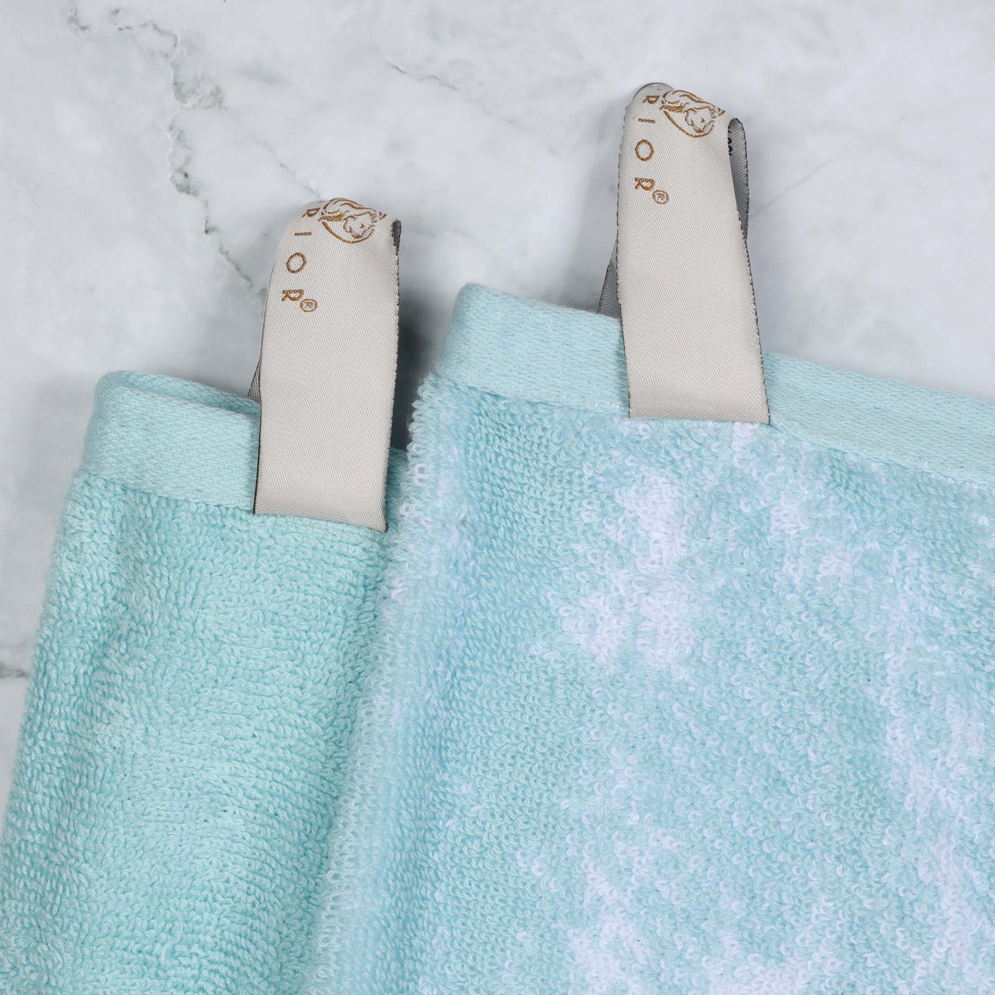Cotton Marble and Solid Quick Dry 10 Piece Assorted Bathroom Towel Set - Teal