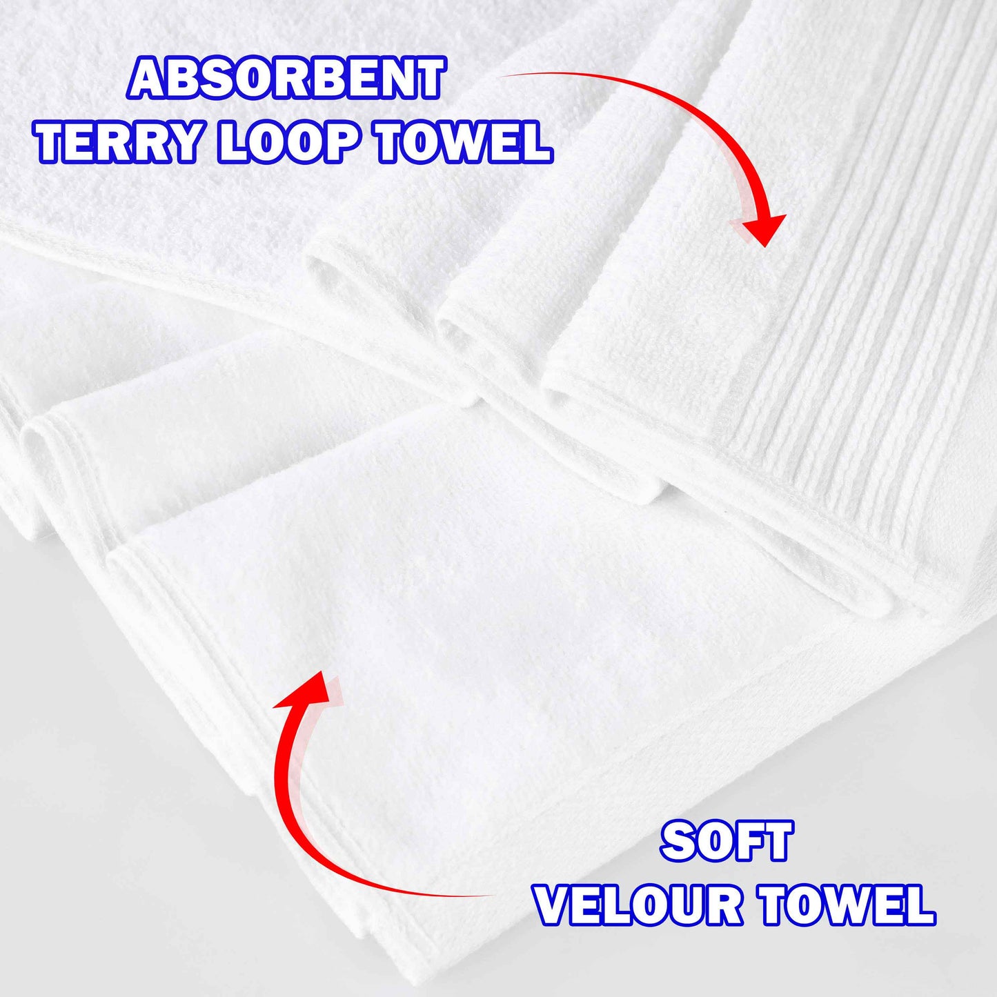 Cotton Marble and Solid Quick Dry 10 Piece Assorted Bathroom Towel Set - White