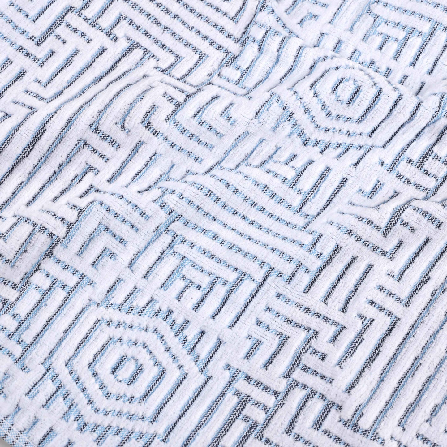Cotton Modern Geometric Jacquard Plush Absorbent 3-Piece Towel Set - Blue