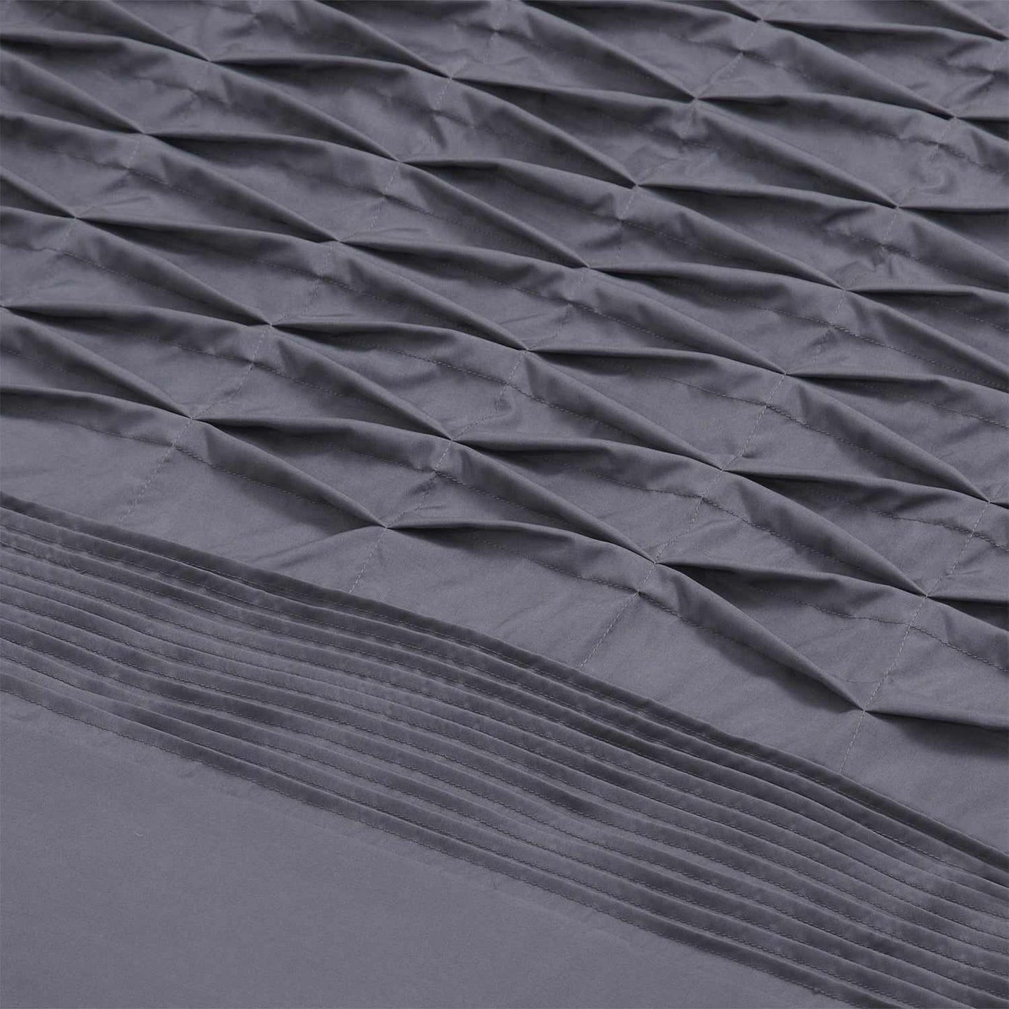 Superior Cozy Pleated Diamond Comforter Set - Grey