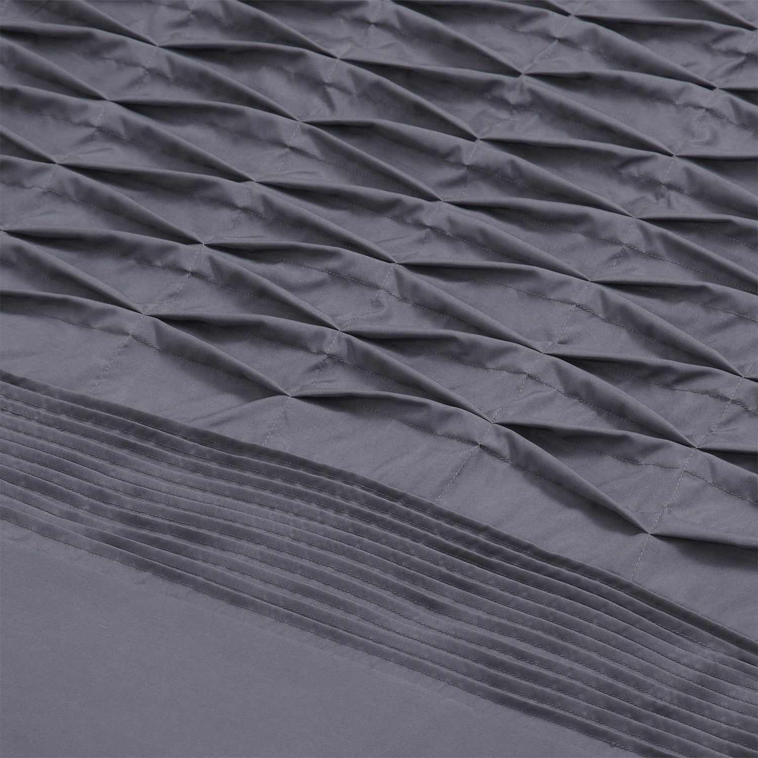 Superior Cozy Pleated Diamond Comforter Set - Grey