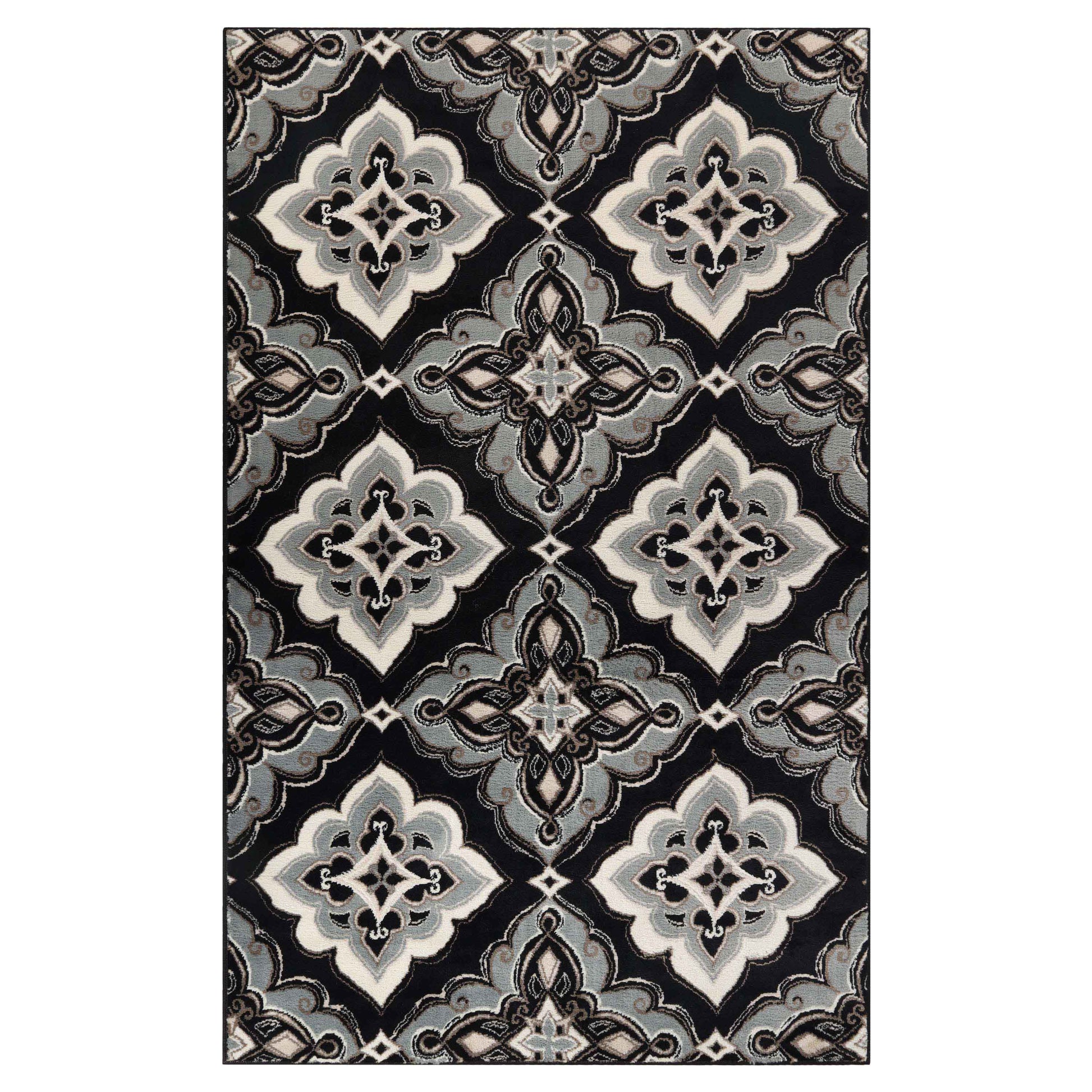 Crawford Modern Medallion Indoor Area Rug or Runner Rug Or Door Mat - Black