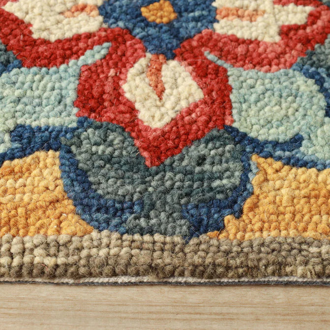 Geometric Floral Hand-Tufted Handmade Wool Indoor Area Rug Or Runner - Cream-Rust