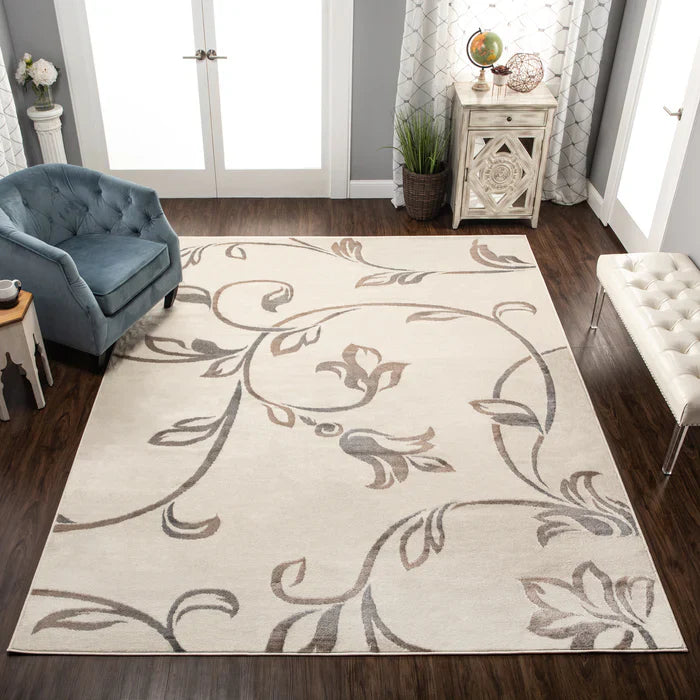 Vine Modern Floral Filigree Pattern Area Rug or Runner Rug