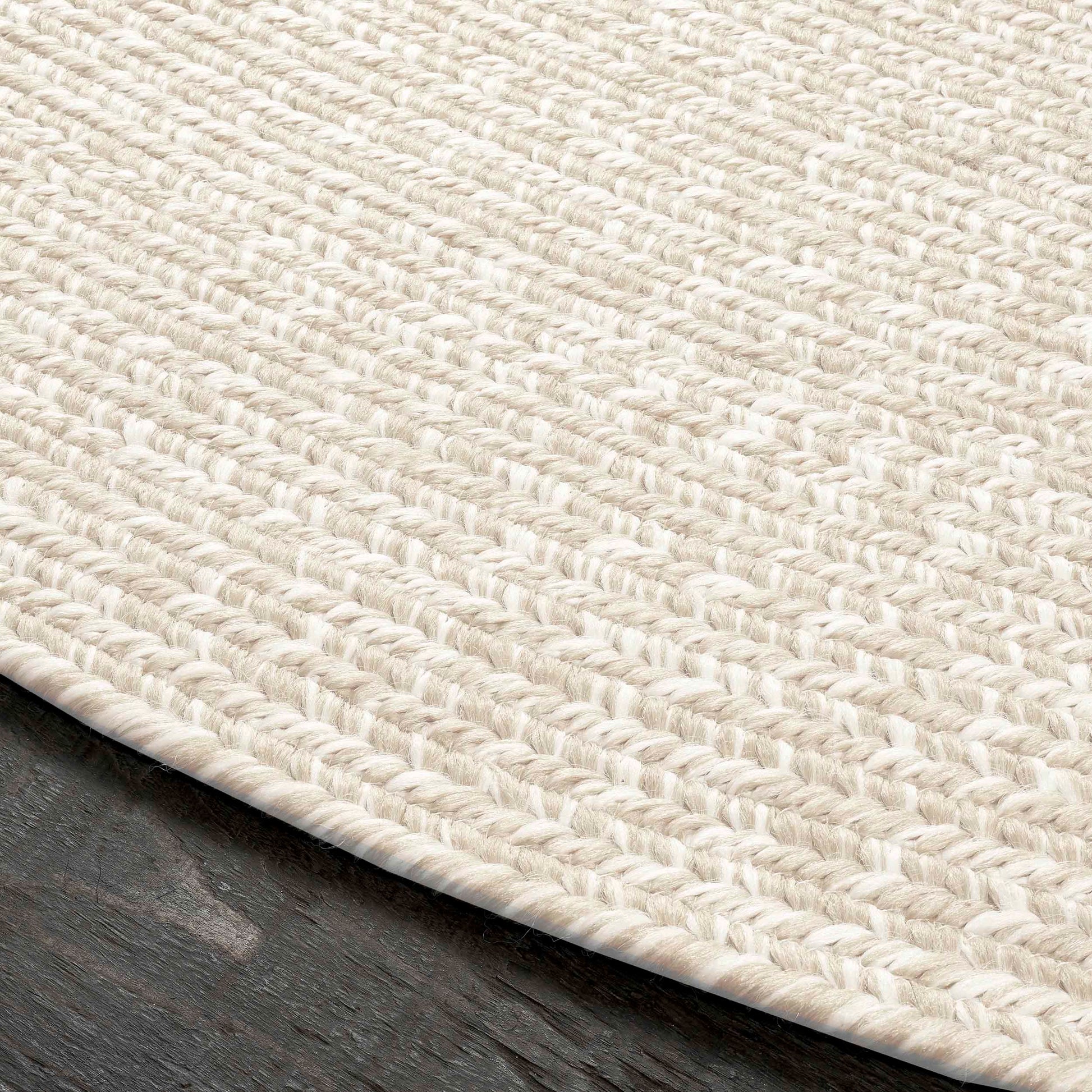 Reversible Braided Eco-Friendly Area Rug Indoor Outdoor Rugs - Cream/White