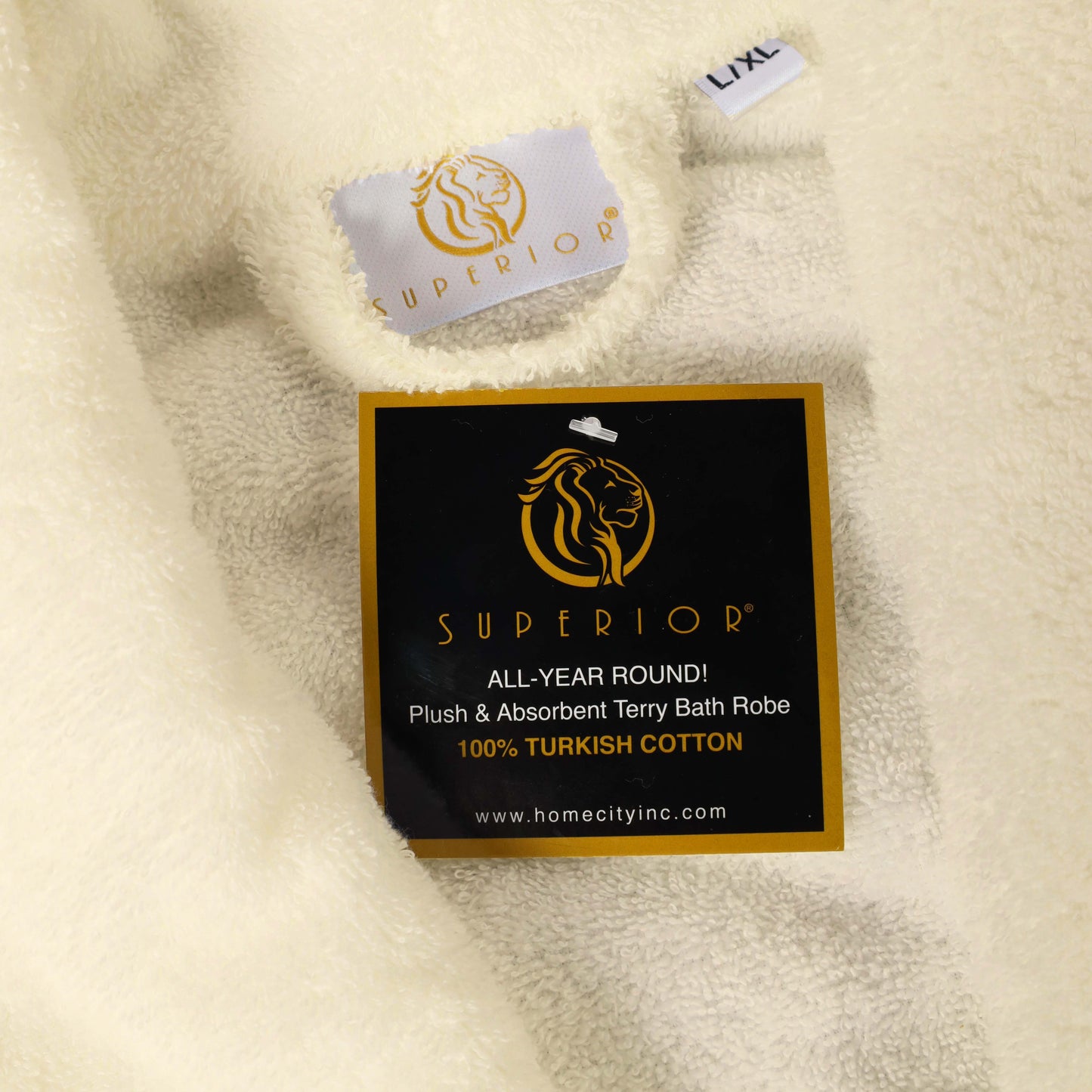Classic Women's Bath Robe Turkish Cotton Bathrobe with Adjustable Belt - Cream