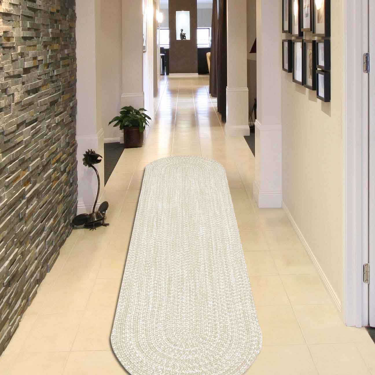 Reversible Braided Eco-Friendly Area Rug Indoor Outdoor Rugs - Cream/White