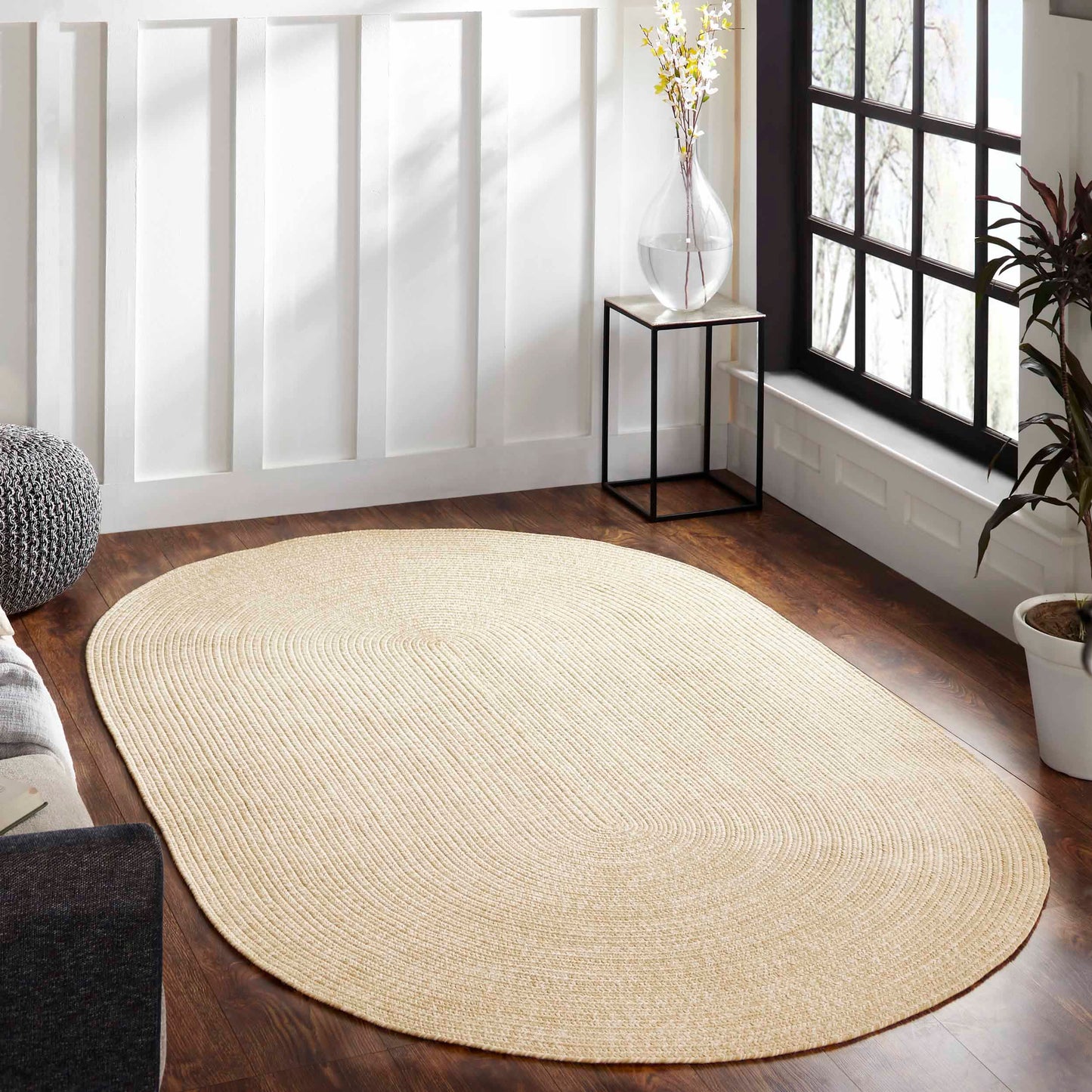 Reversible Braided Eco-Friendly Area Rug Indoor Outdoor Rugs - CreamWhite