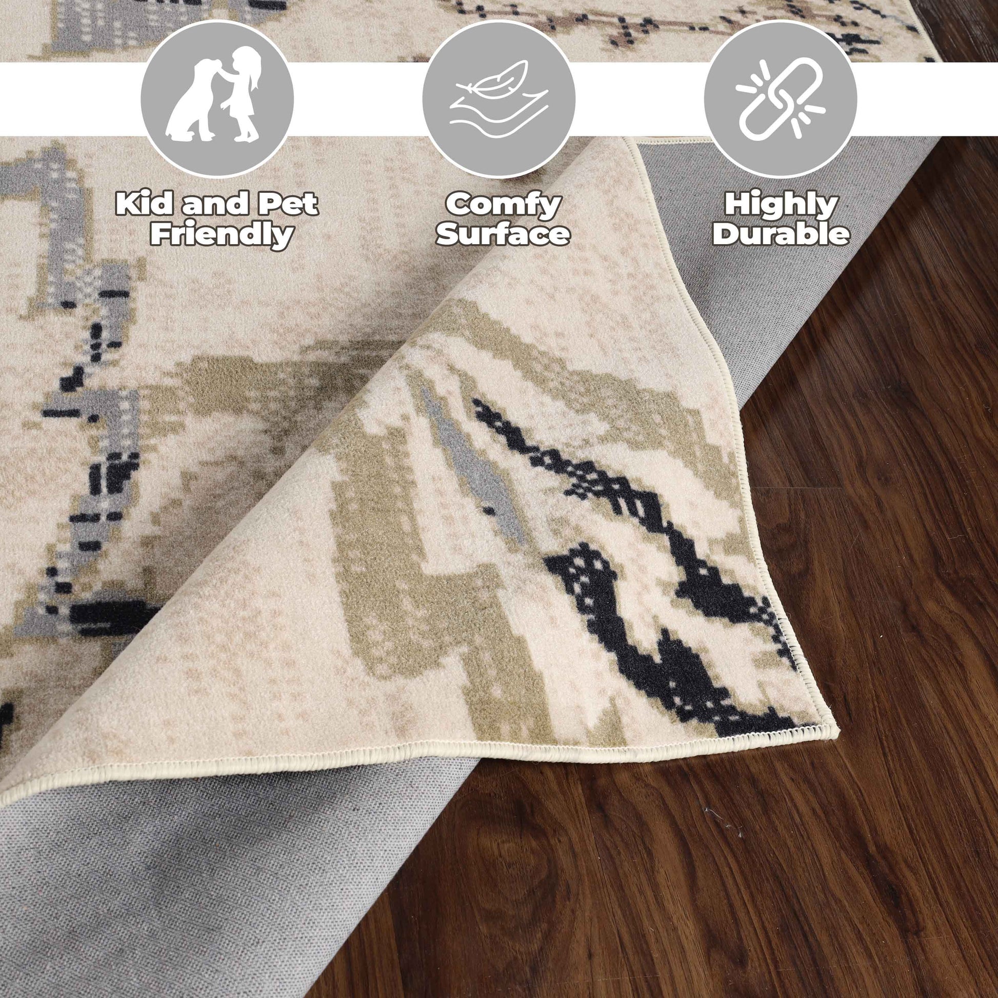 Jacobean Floral Modern Farmhouse Indoor Area Rug or Runner Rug - Cream