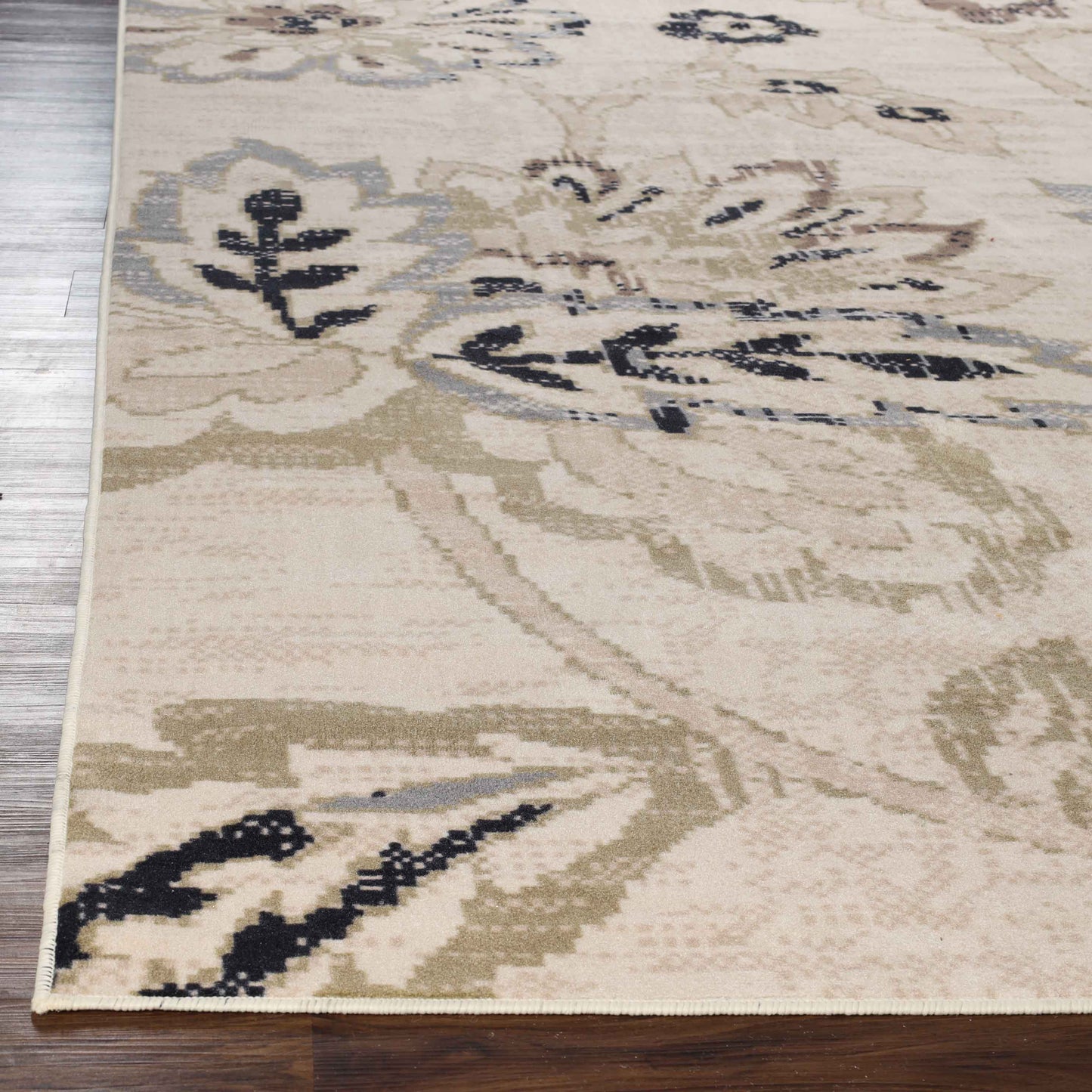 Jacobean Floral Modern Farmhouse Indoor Area Rug or Runner Rug - Cream
