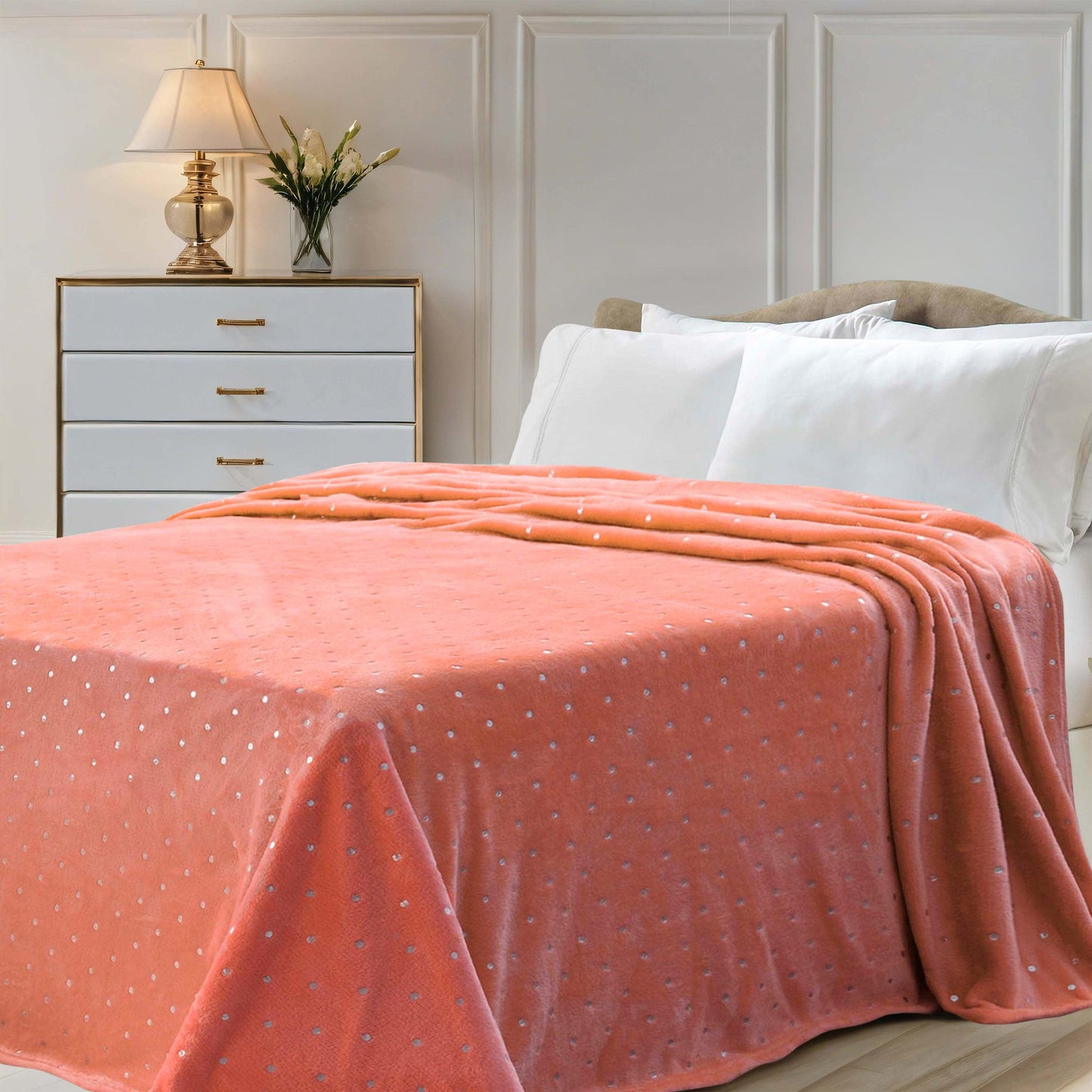 Fleece Plush Medium Weight Fluffy Soft Decorative Blanket Or Throw - Creamsicle