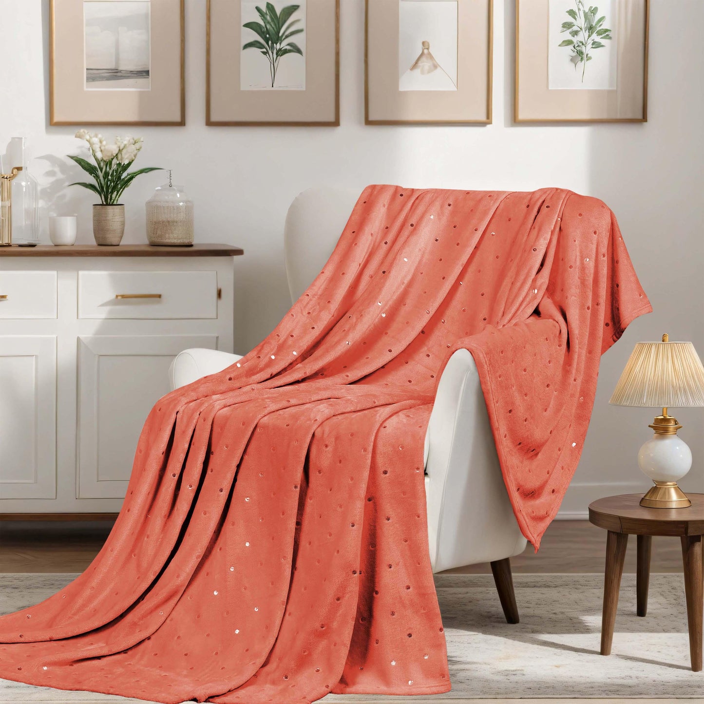 Fleece Plush Medium Weight Fluffy Soft Decorative Blanket Or Throw - Creamsicle