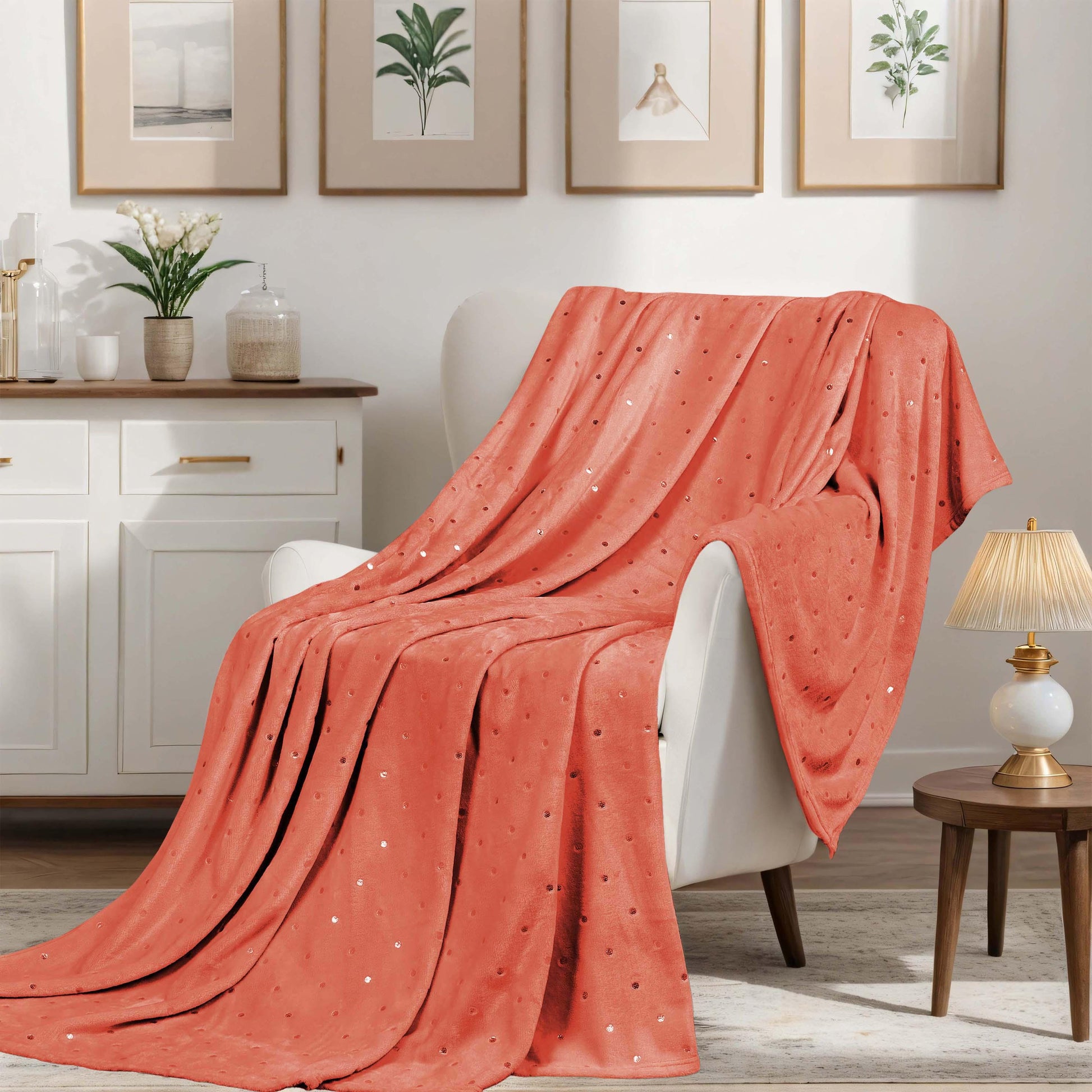 Fleece Plush Medium Weight Fluffy Soft Decorative Blanket Or Throw - Creamsicle