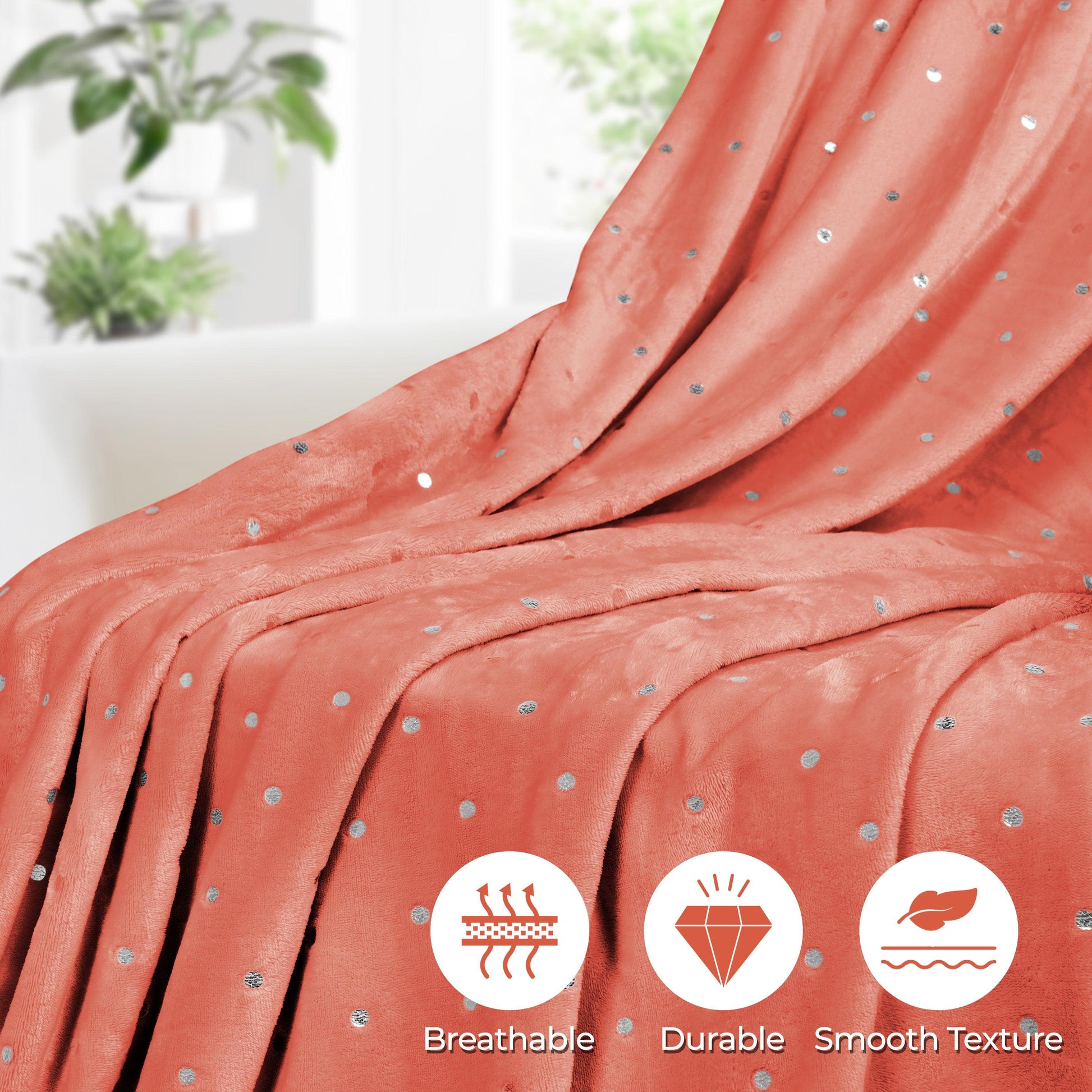 Fleece Plush Medium Weight Fluffy Soft Decorative Blanket Or Throw - Creamsicle