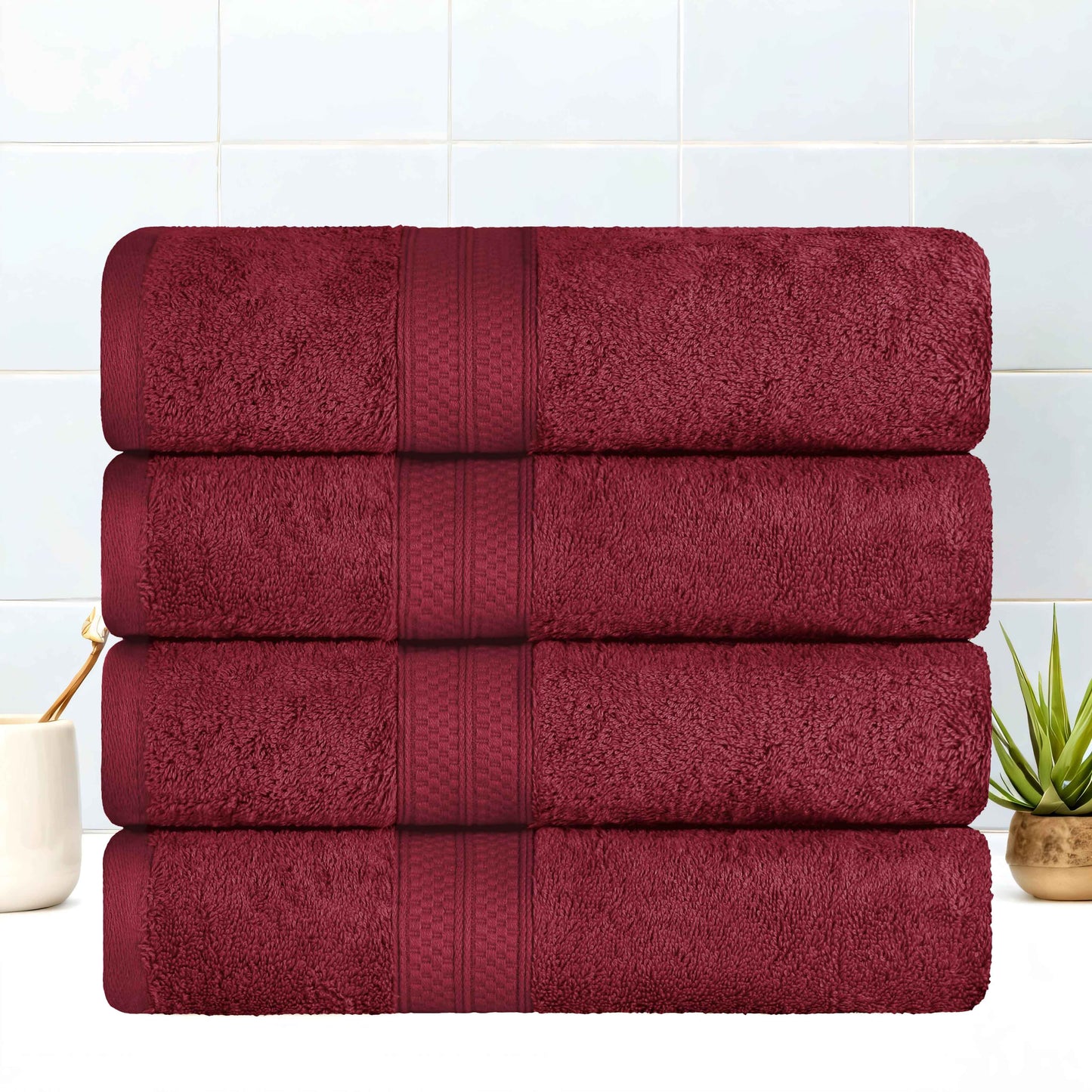Ultra-Soft Rayon from Bamboo Cotton Blend 4 Piece Bath Towel Set
