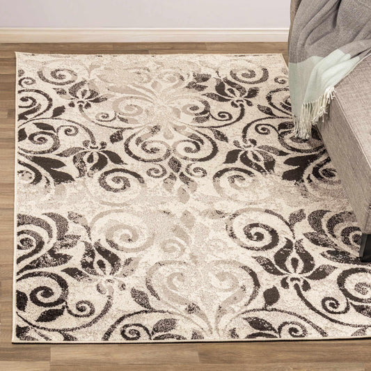 Cuenlino Distressed Damask Transitional Area Rug Or Runner