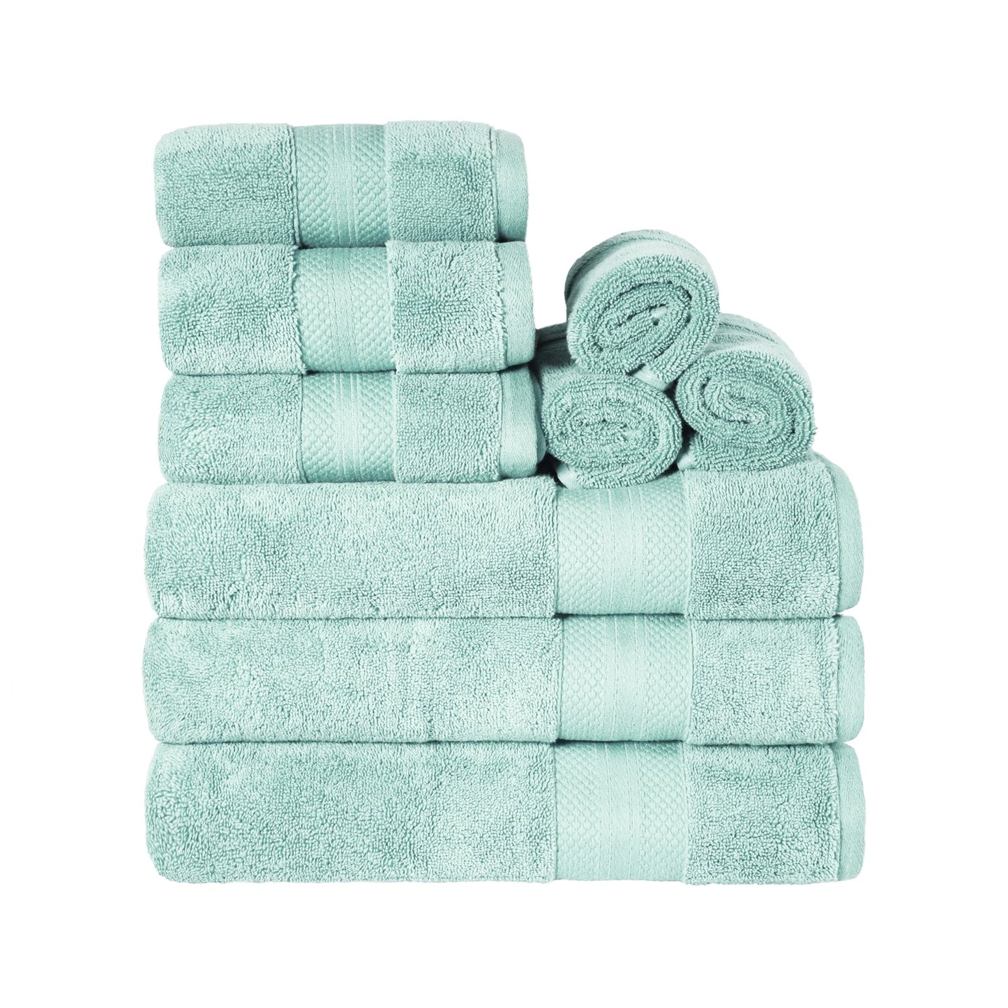 Superior Premium Turkish-Cotton Assorted Towel Set - Dusty Aqua