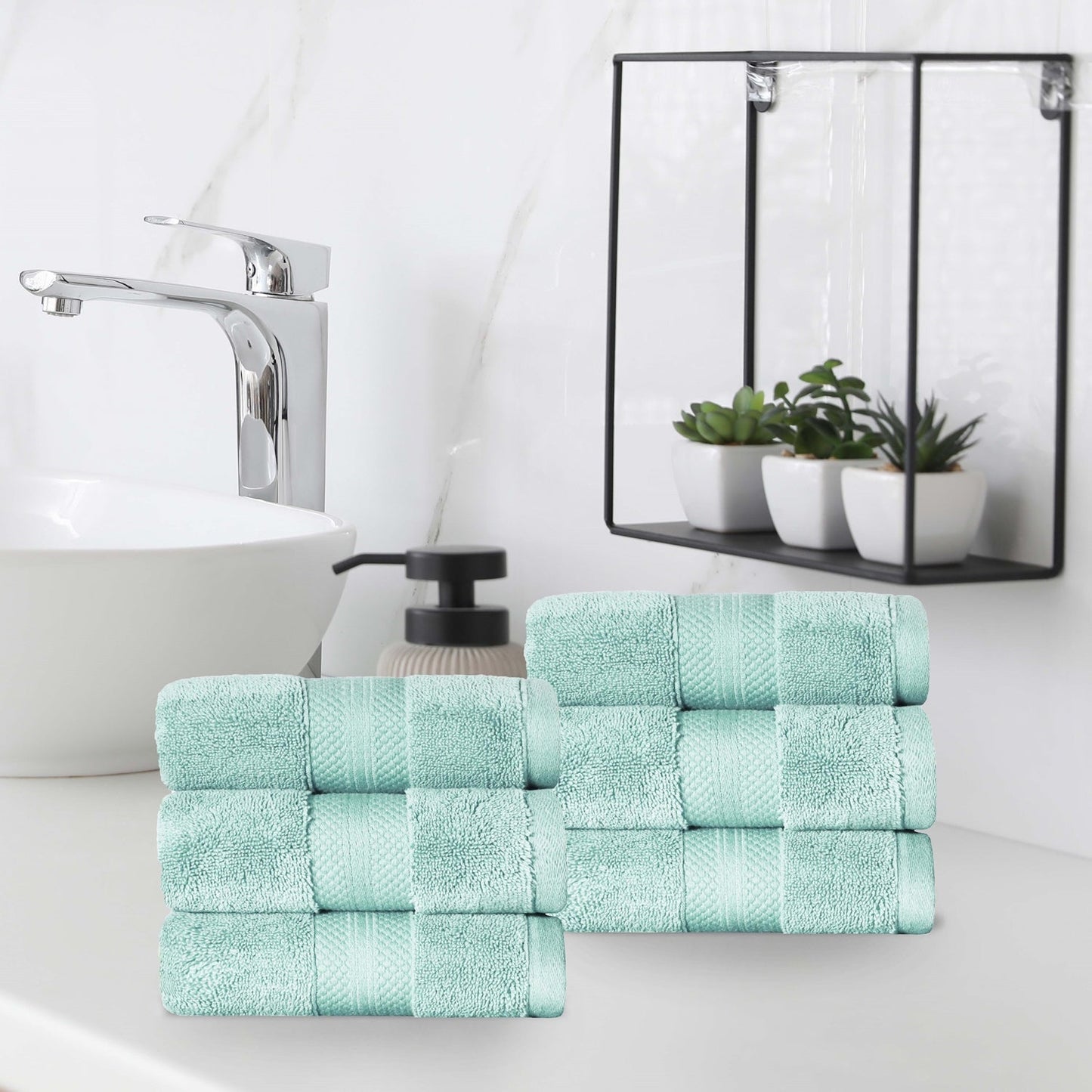 Superior Premium Turkish-Cotton Assorted Towel Set - Dusty Aqua