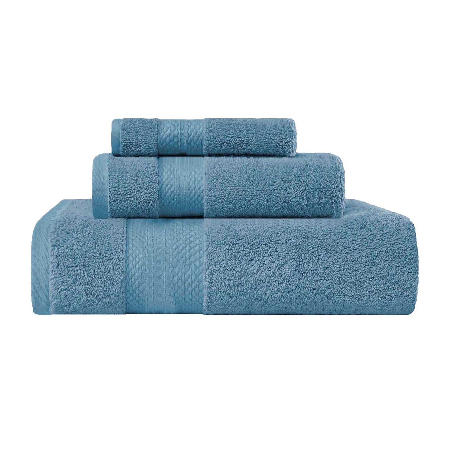 Superior Premium Turkish-Cotton Assorted Towel Set - Denim Blue