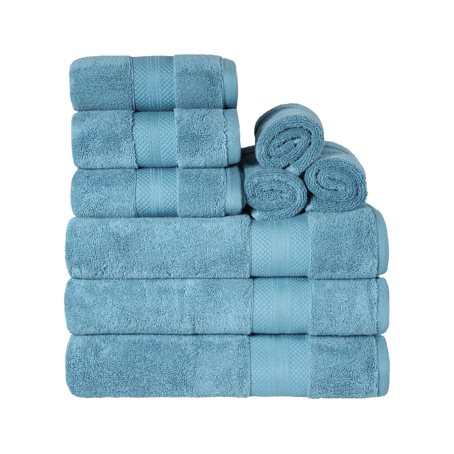 Superior Premium Turkish-Cotton Assorted Towel Set - Denim Blue