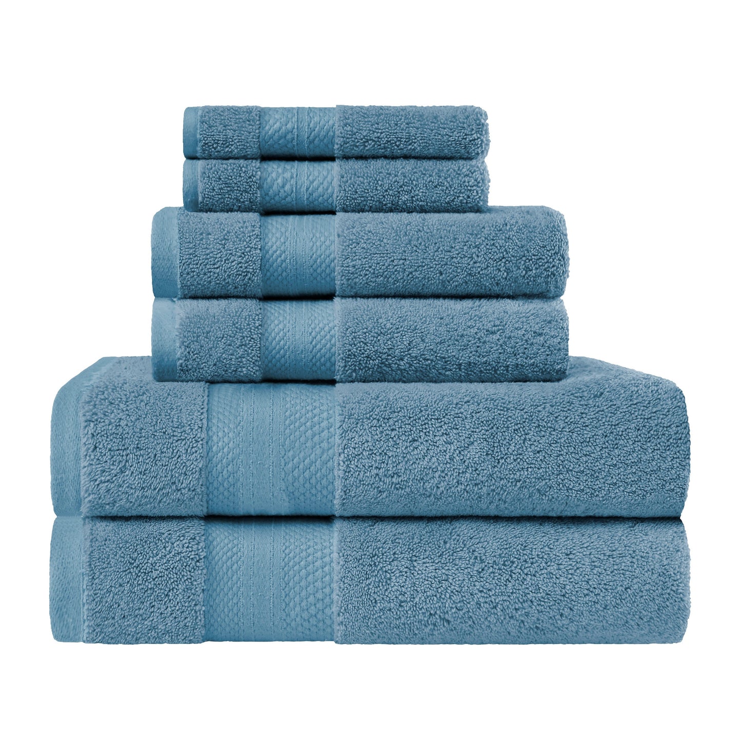 Superior Premium Turkish-Cotton Assorted Towel Set - Denim Blue