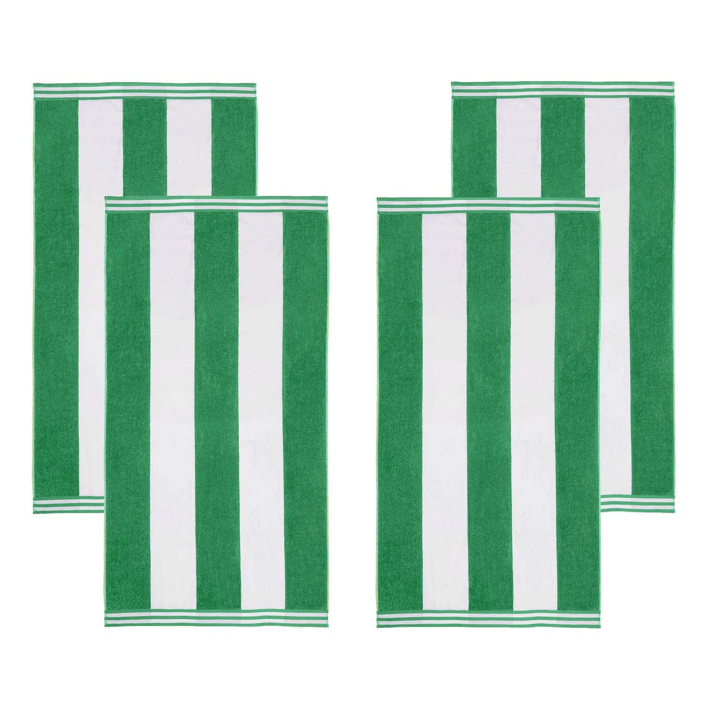 Superior Cabana Stripe Oversized Cotton Beach Towel Set Of 2,4,6 - Dark Green