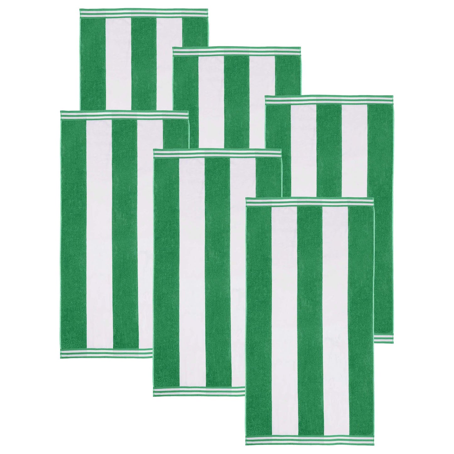 Superior Cabana Stripe Oversized Cotton Beach Towel Set Of 2,4,6 - Dark Green