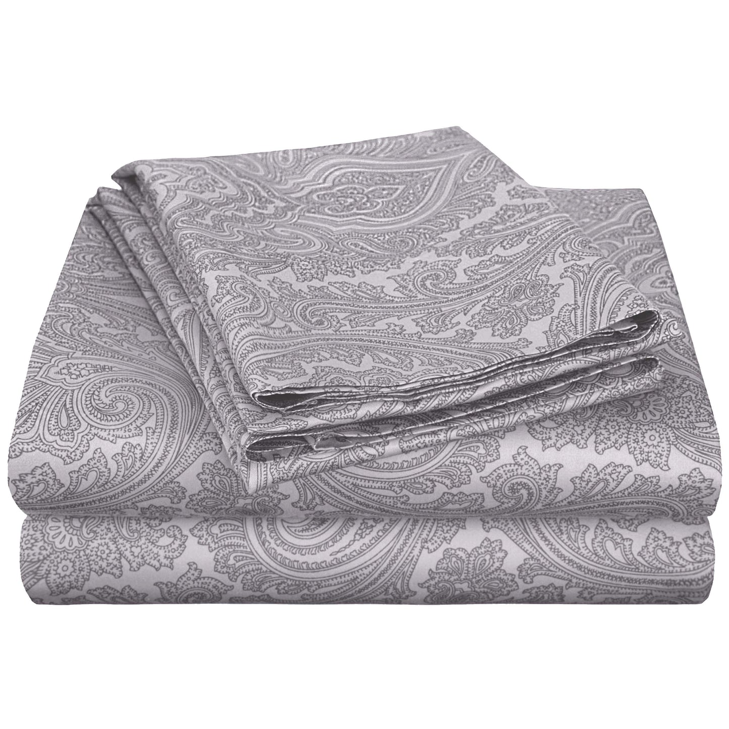 Italian Paisley 600 Thread Count Cotton Blend Deep Pocket Sheet Set - DarkGray