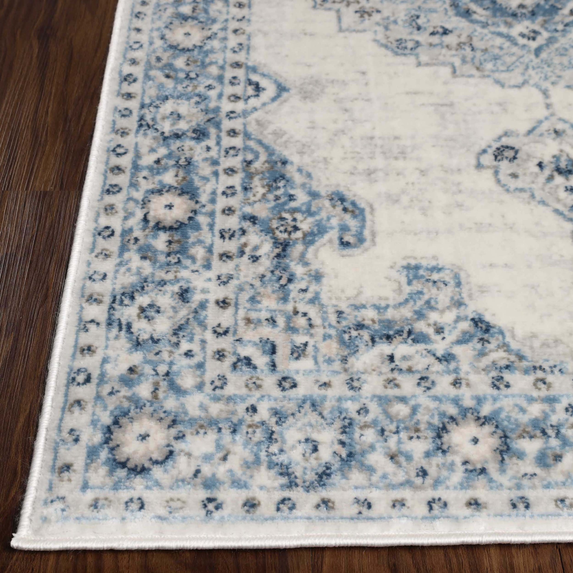 Demelza Vintage Traditional Oriental Medallion Indoor Area Rug - Blue