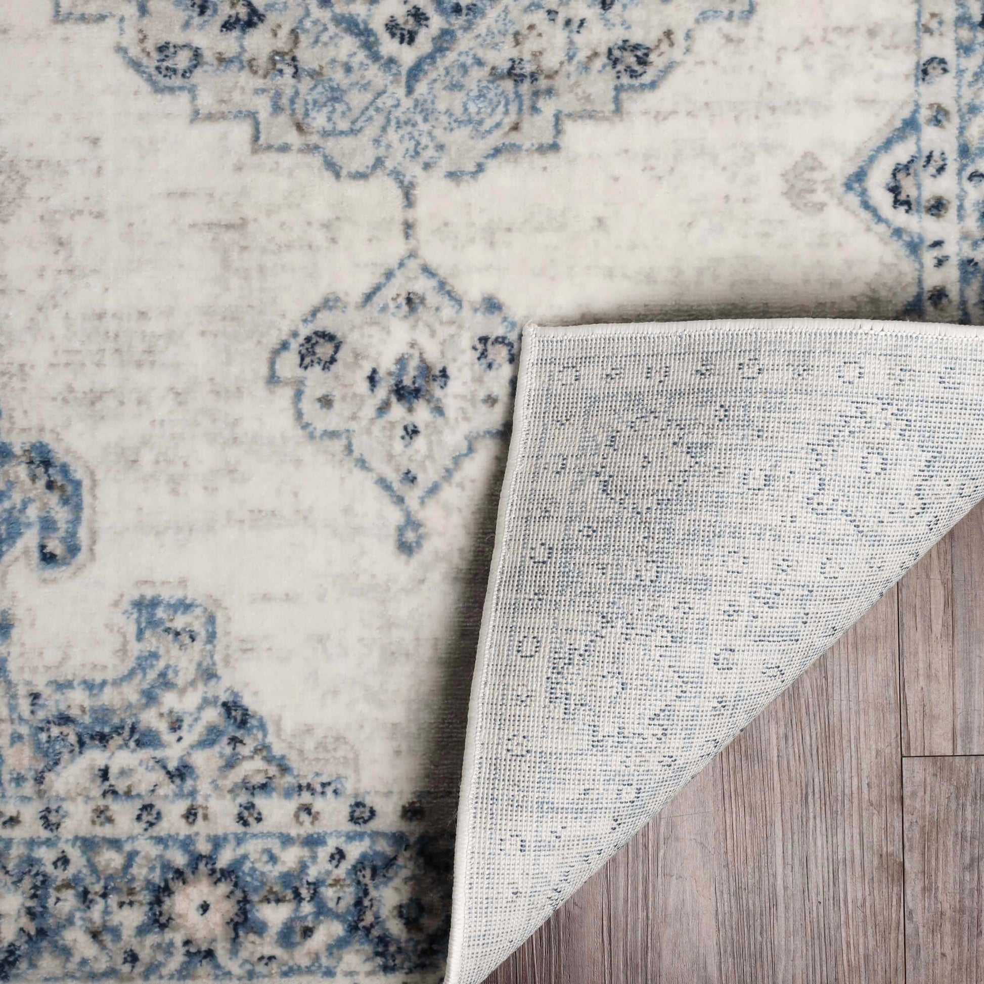 Demelza Vintage Traditional Oriental Medallion Indoor Area Rug - Blue