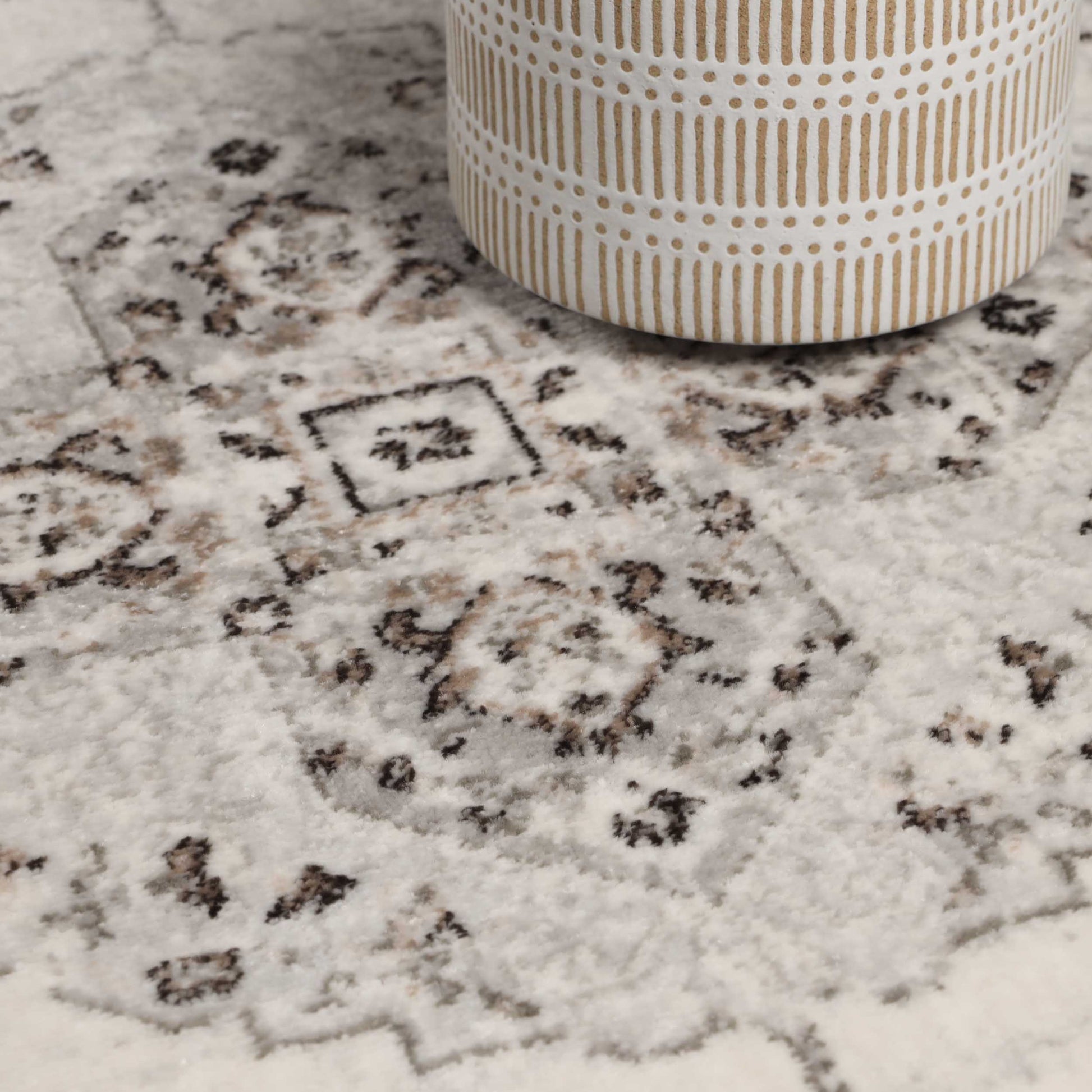 Demelza Vintage Traditional Oriental Medallion Indoor Area Rug - Grey