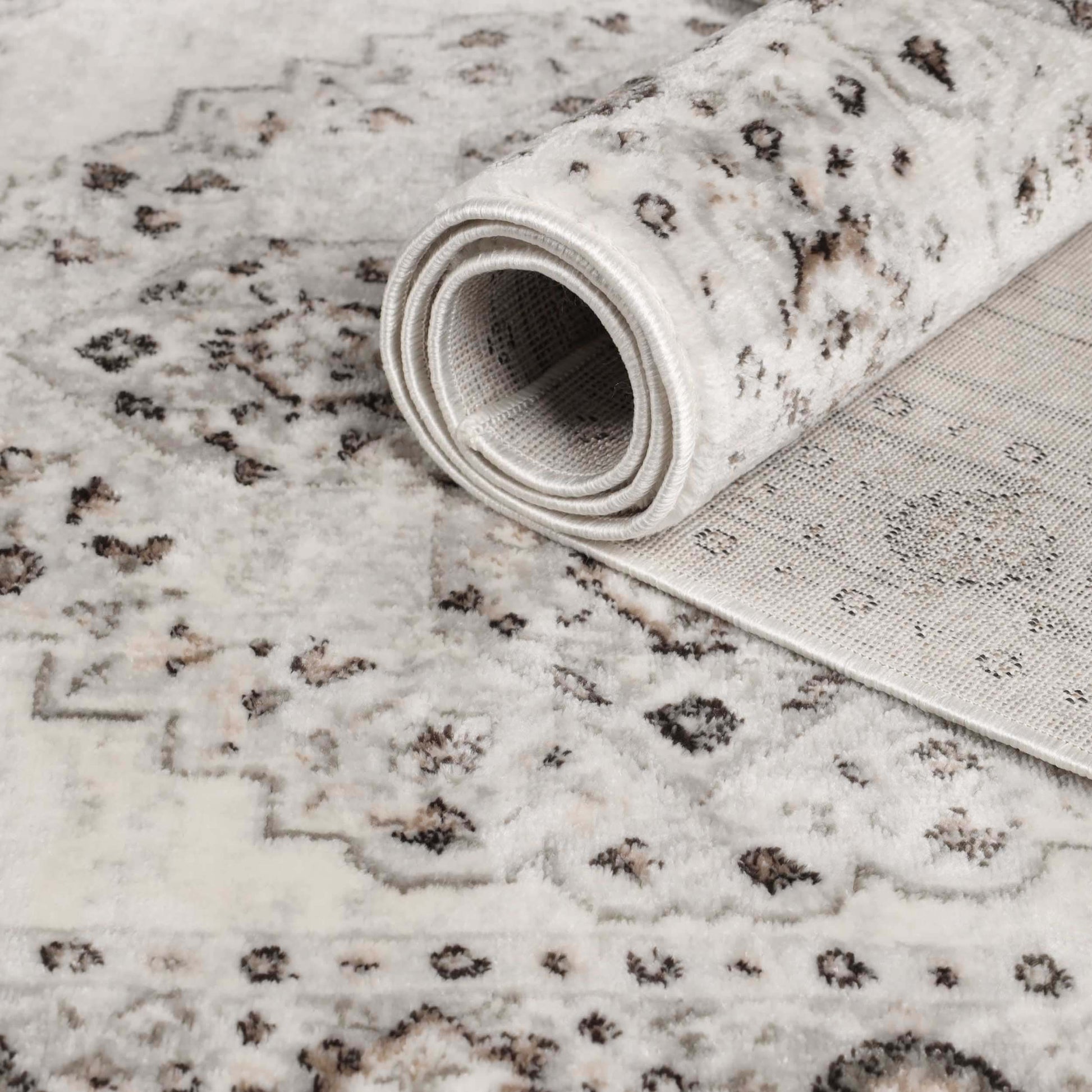 Demelza Vintage Traditional Oriental Medallion Indoor Area Rug - Grey