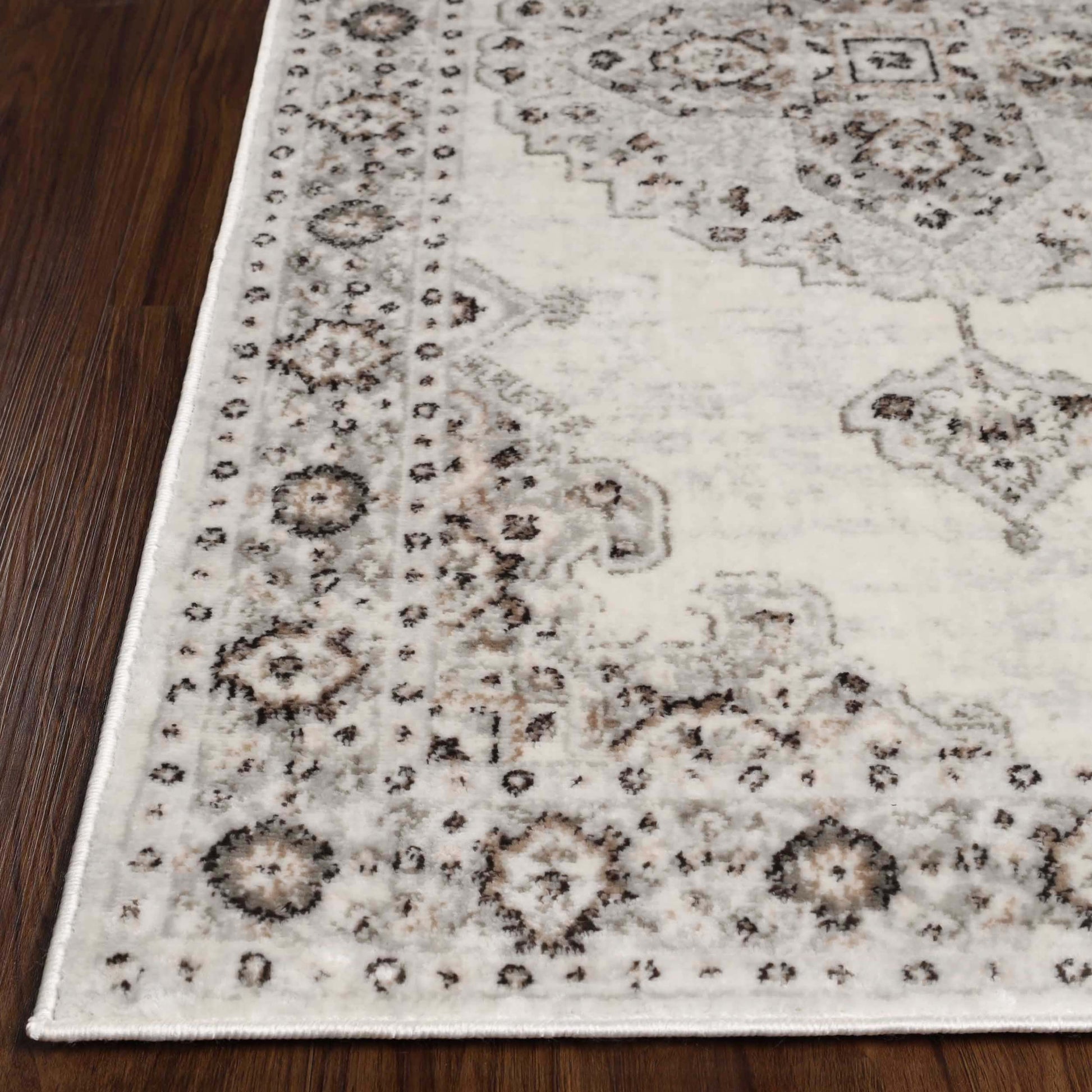 Demelza Vintage Traditional Oriental Medallion Indoor Area Rug - Grey