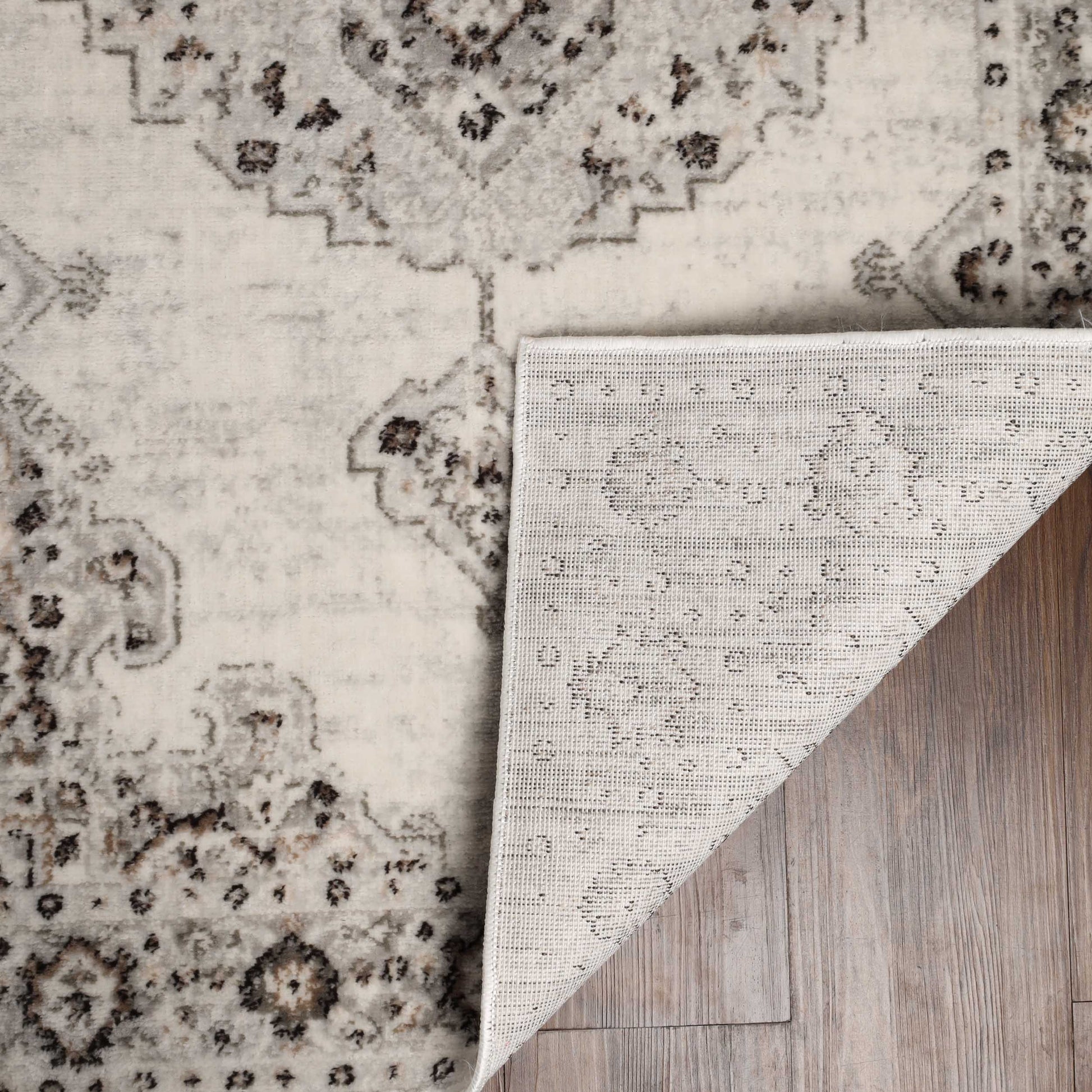 Demelza Vintage Traditional Oriental Medallion Indoor Area Rug - Grey