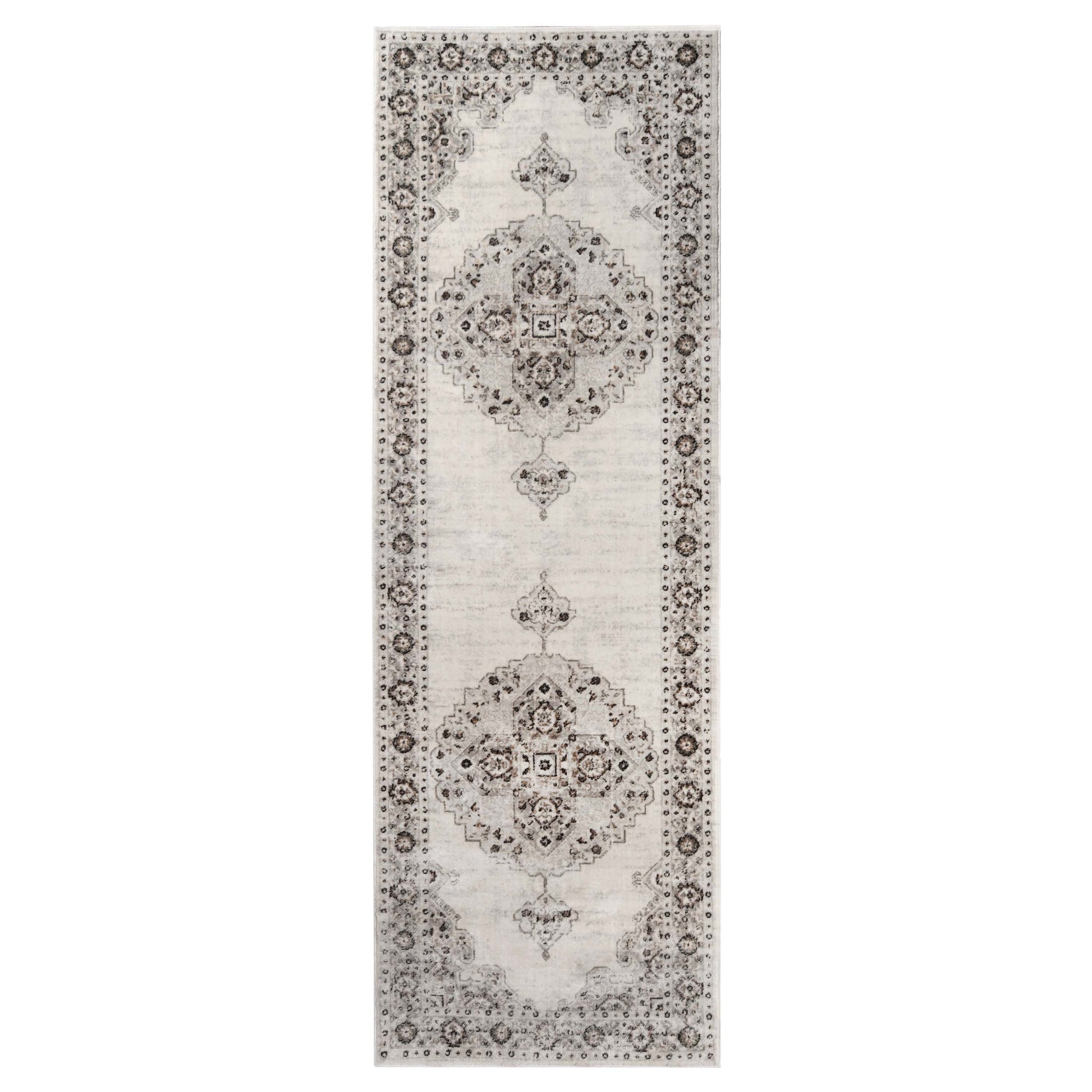 Demelza Vintage Traditional Oriental Medallion Indoor Area Rug - Grey