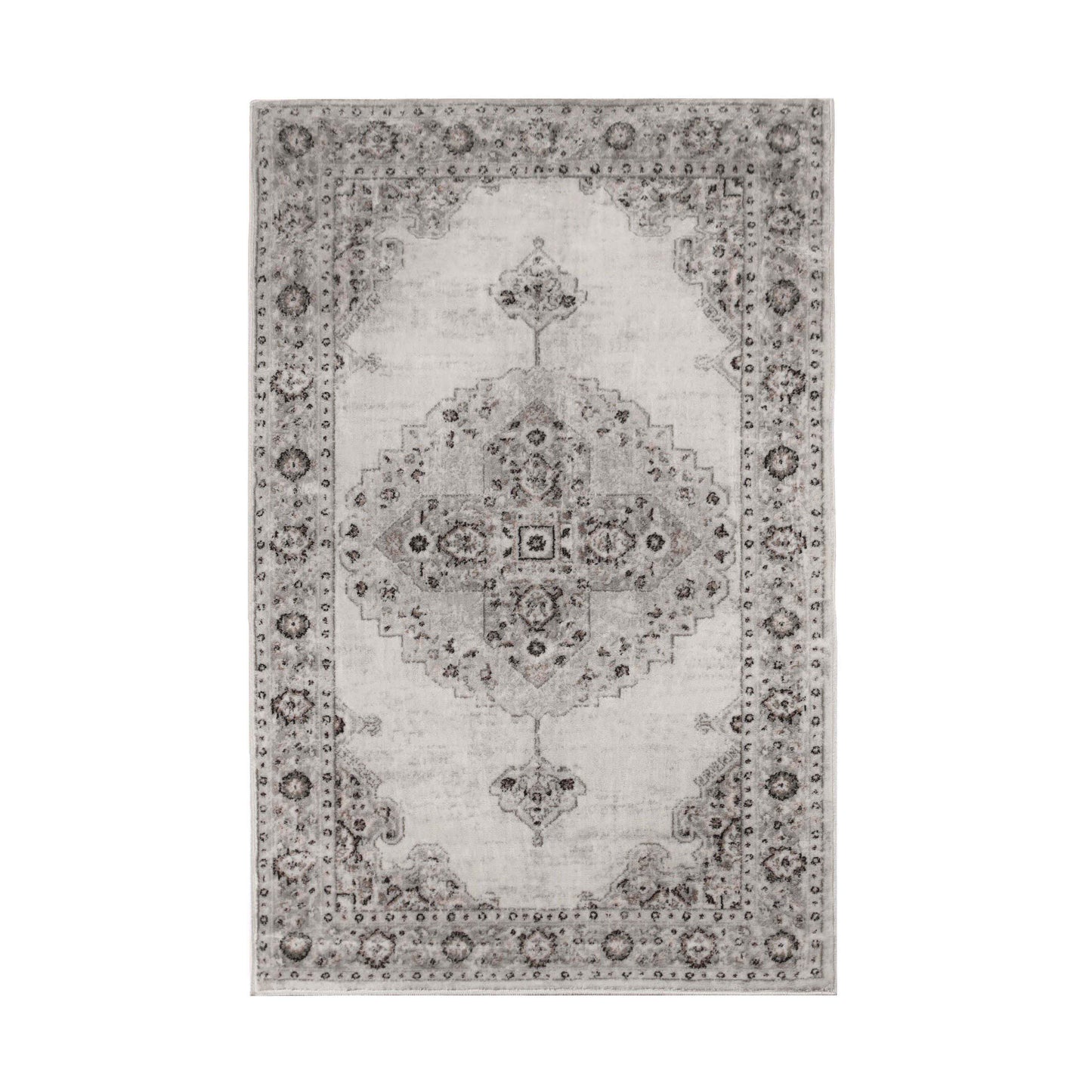 Demelza Vintage Traditional Oriental Medallion Indoor Area Rug - Grey