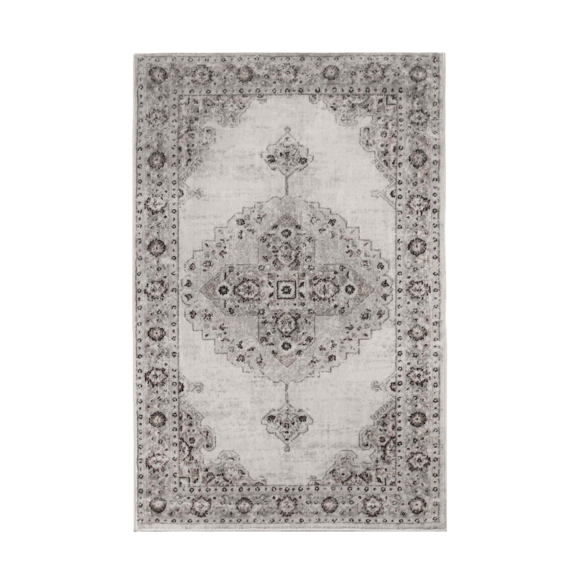 Demelza Vintage Traditional Oriental Medallion Indoor Area Rug - Grey