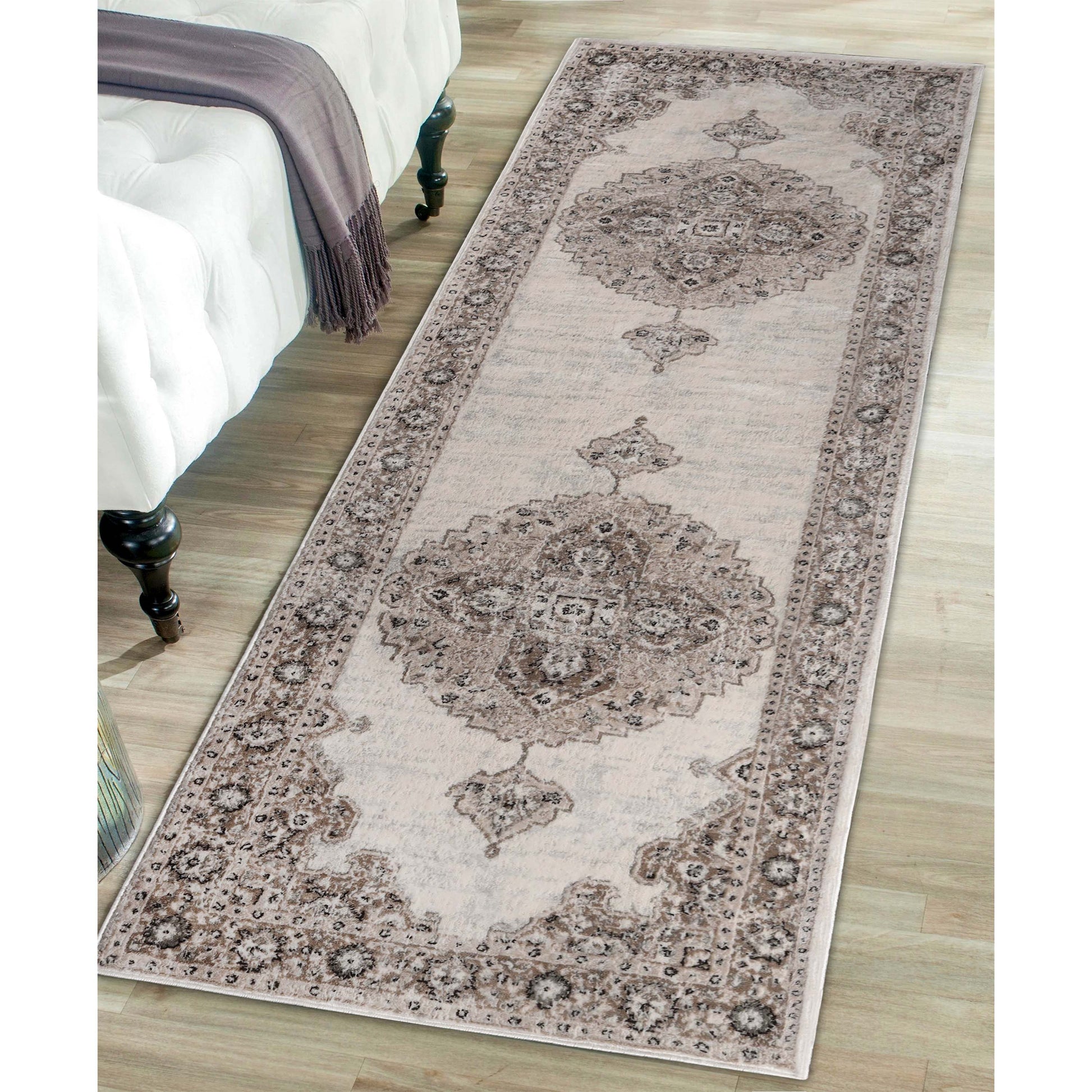 Demelza Vintage Traditional Oriental Medallion Indoor Area Rug - Taupe