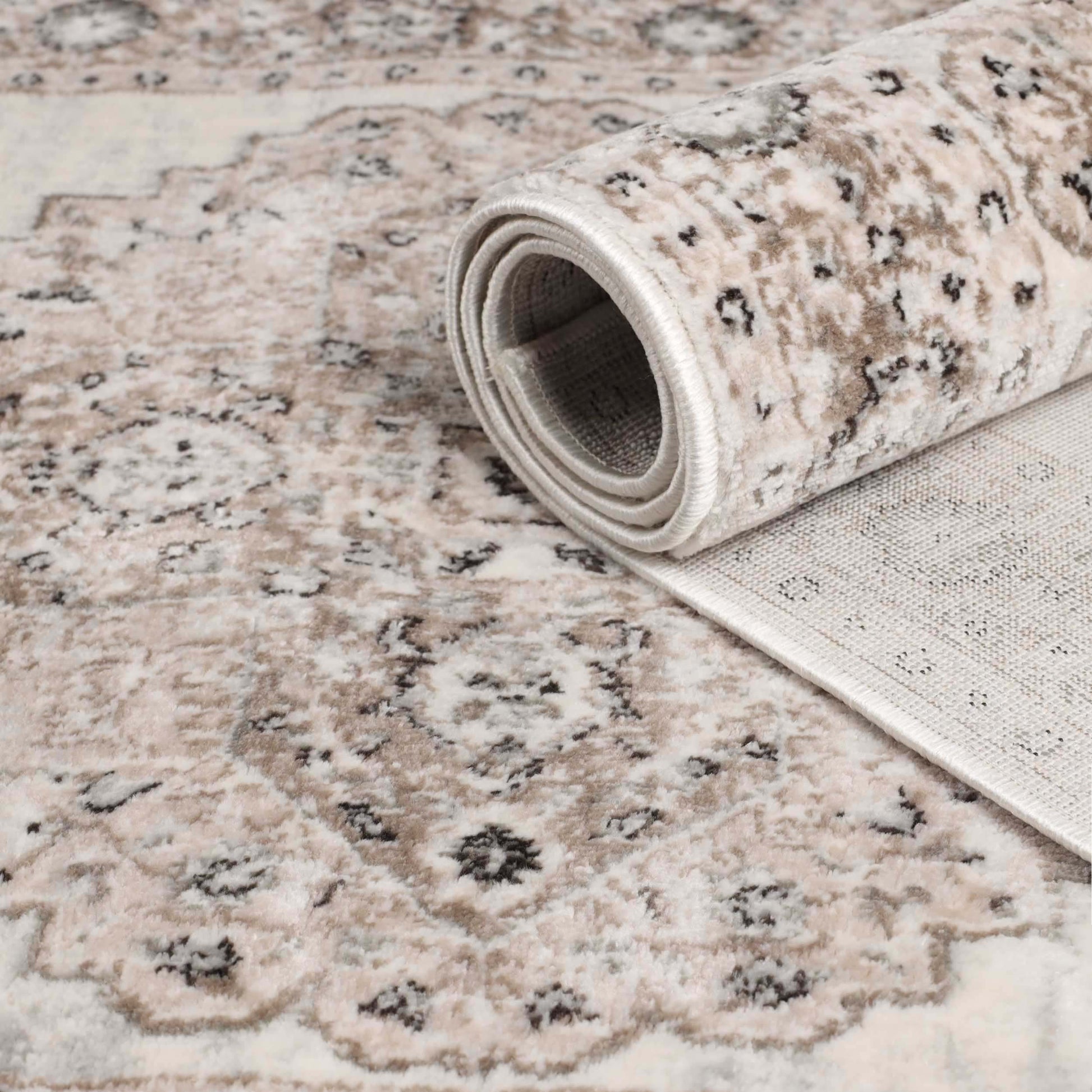 Demelza Vintage Traditional Oriental Medallion Indoor Area Rug - Taupe