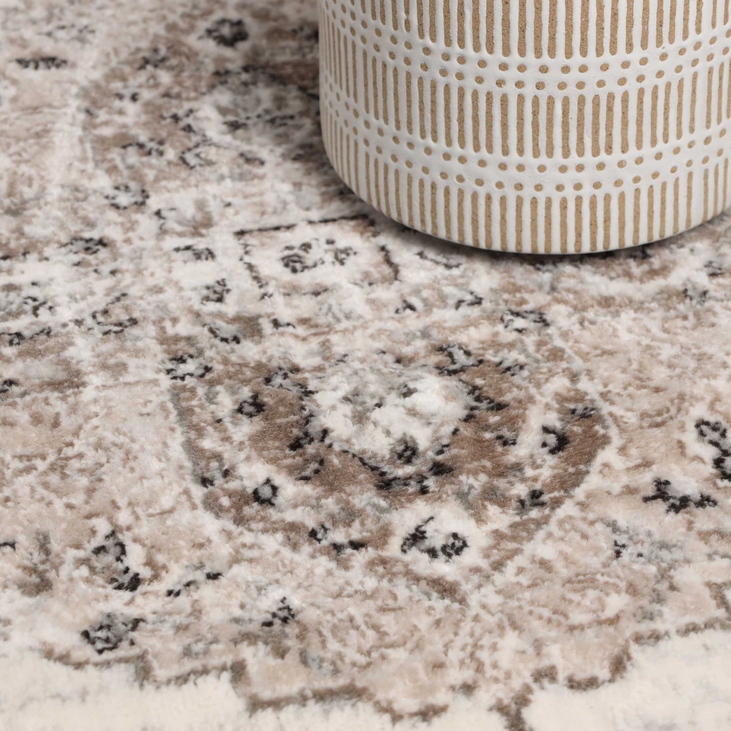 Demelza Vintage Traditional Oriental Medallion Indoor Area Rug - Taupe