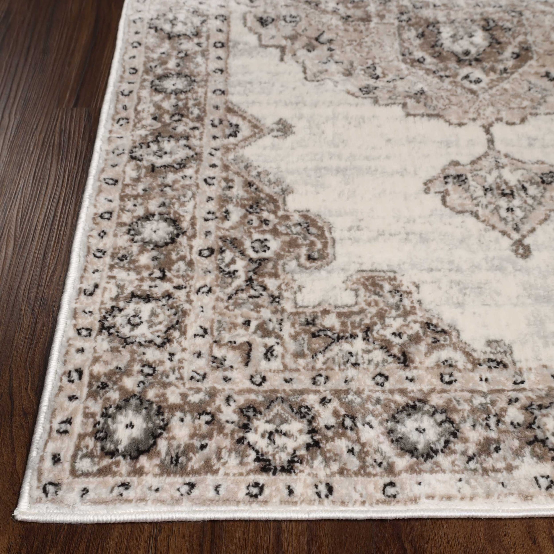 Demelza Vintage Traditional Oriental Medallion Indoor Area Rug - Taupe