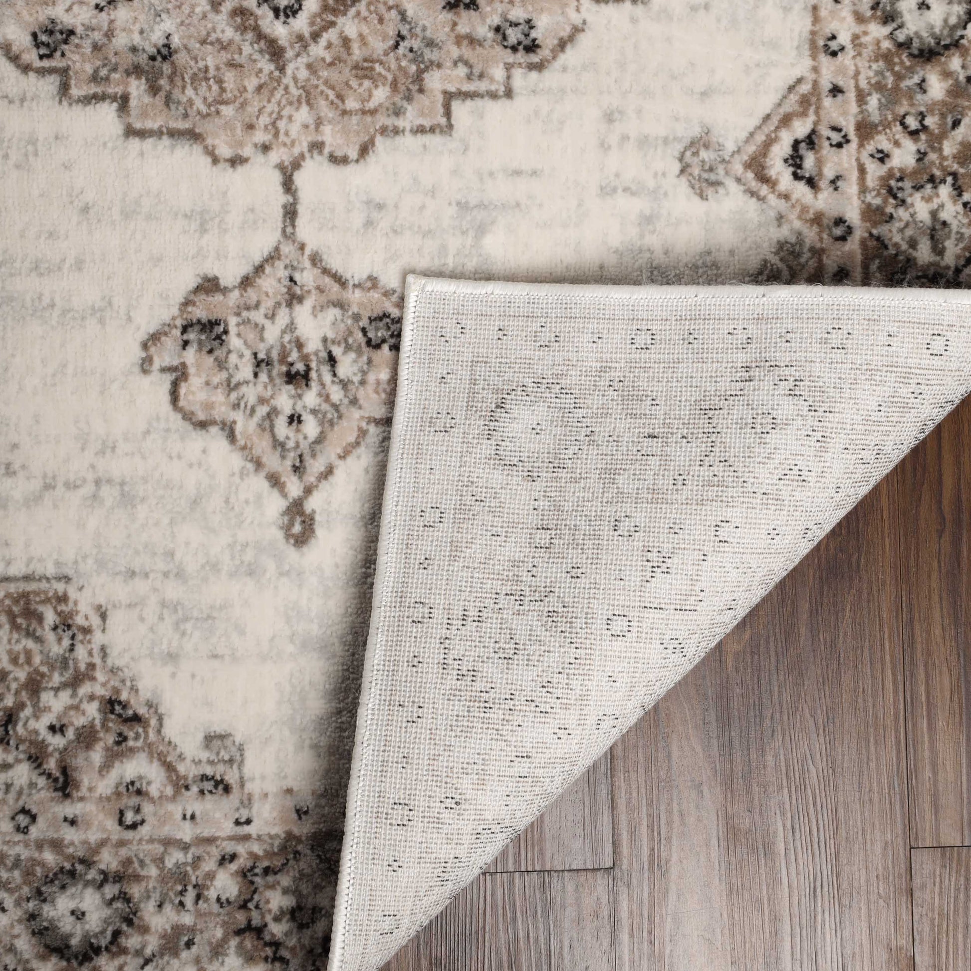 Demelza Vintage Traditional Oriental Medallion Indoor Area Rug - Taupe