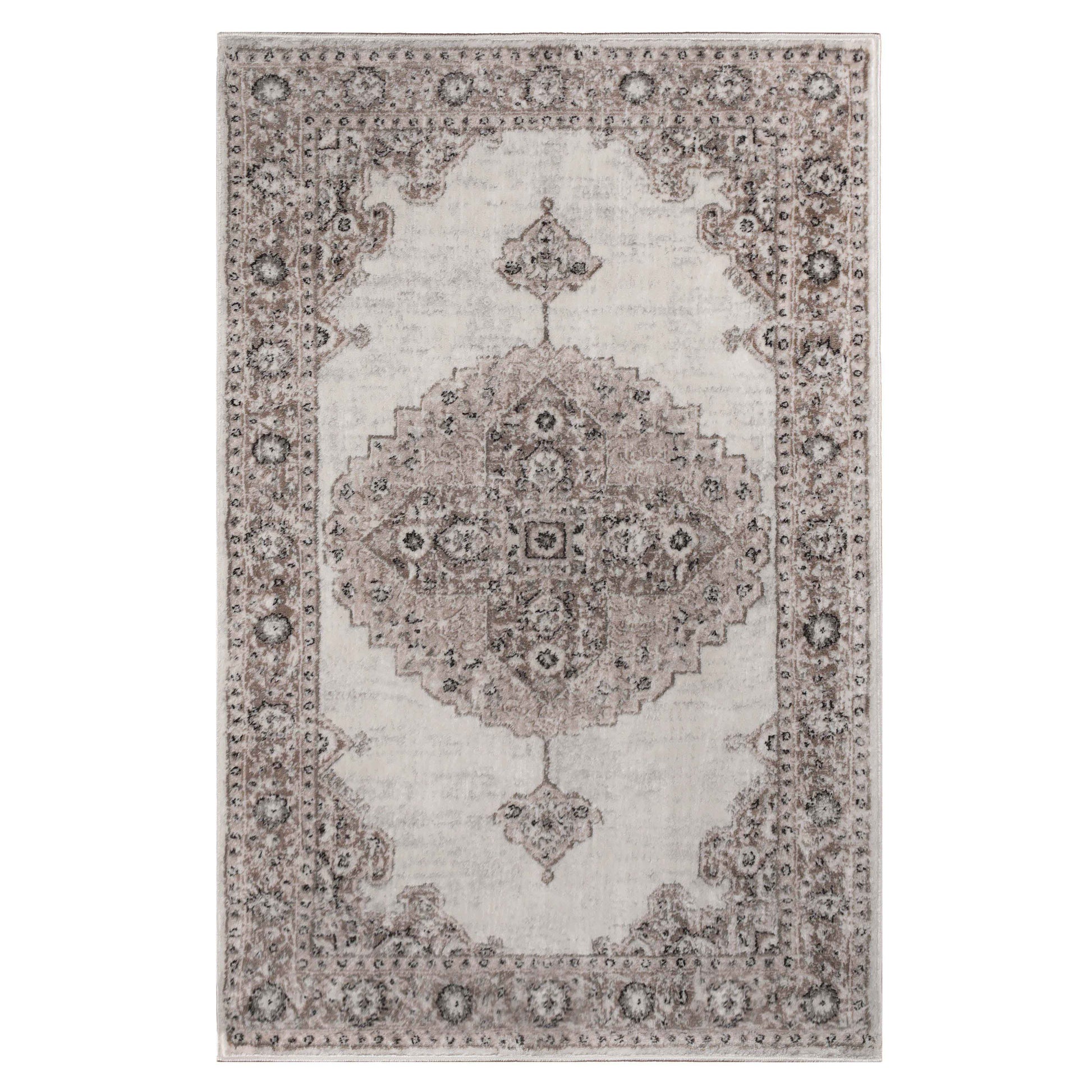 Demelza Vintage Traditional Oriental Medallion Indoor Area Rug - Taupe