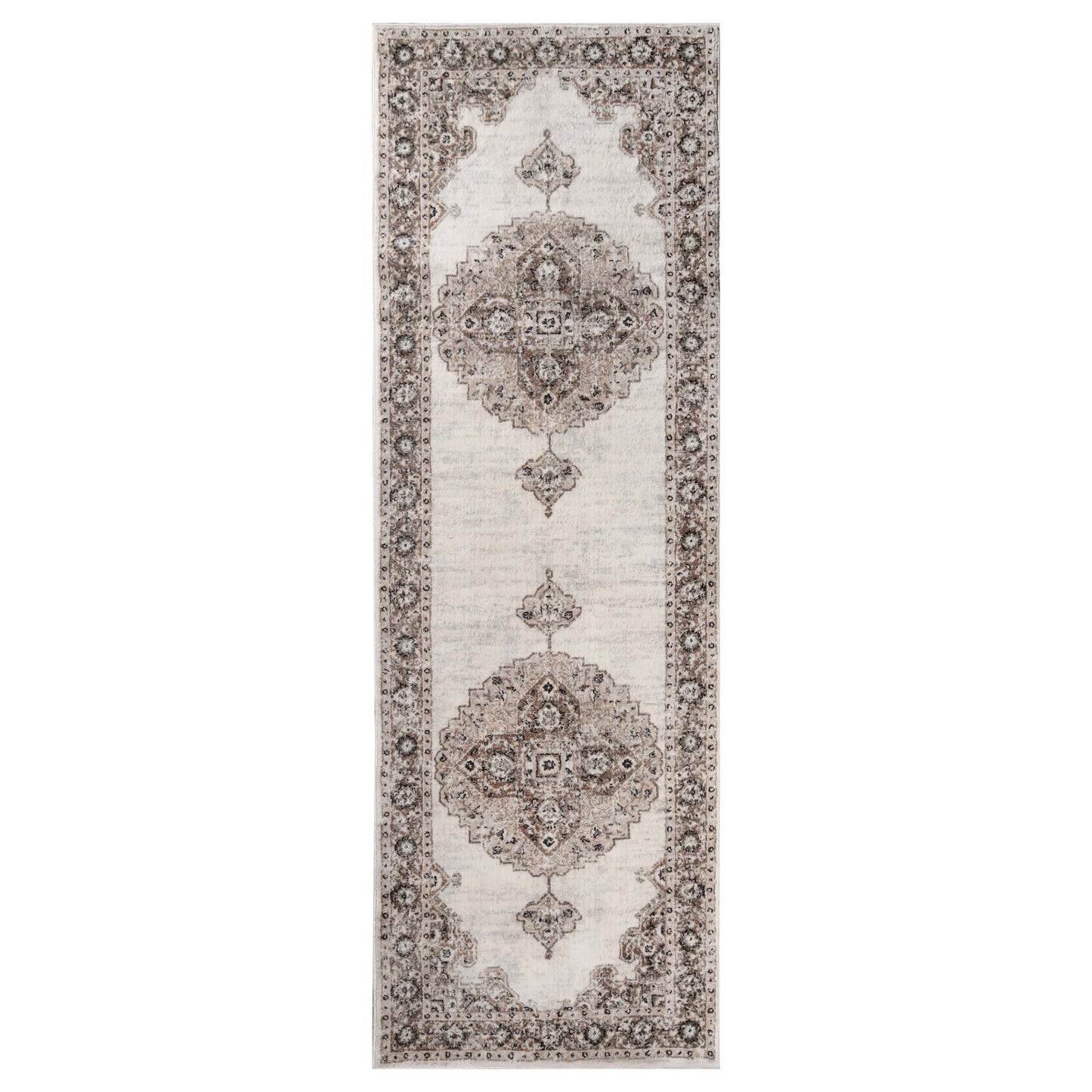 Demelza Vintage Traditional Oriental Medallion Indoor Area Rug - Taupe
