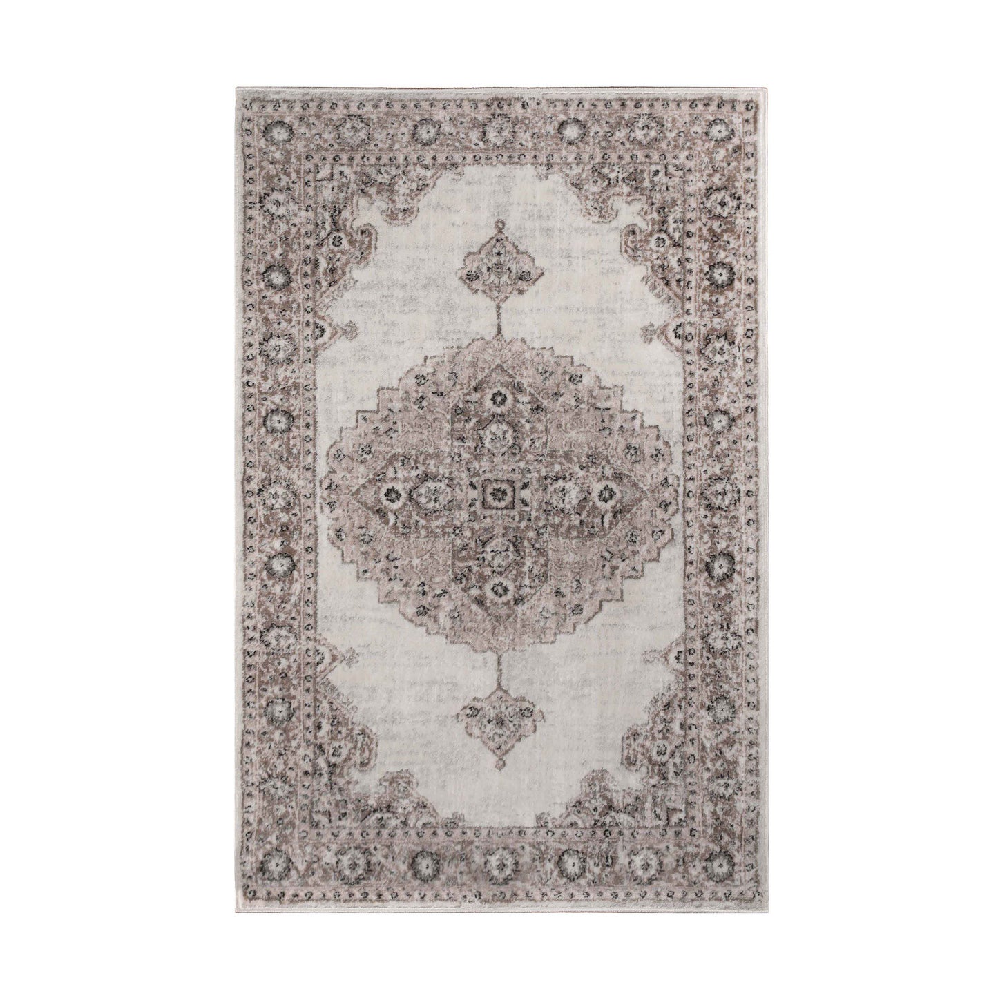 Demelza Vintage Traditional Oriental Medallion Indoor Area Rug - Taupe