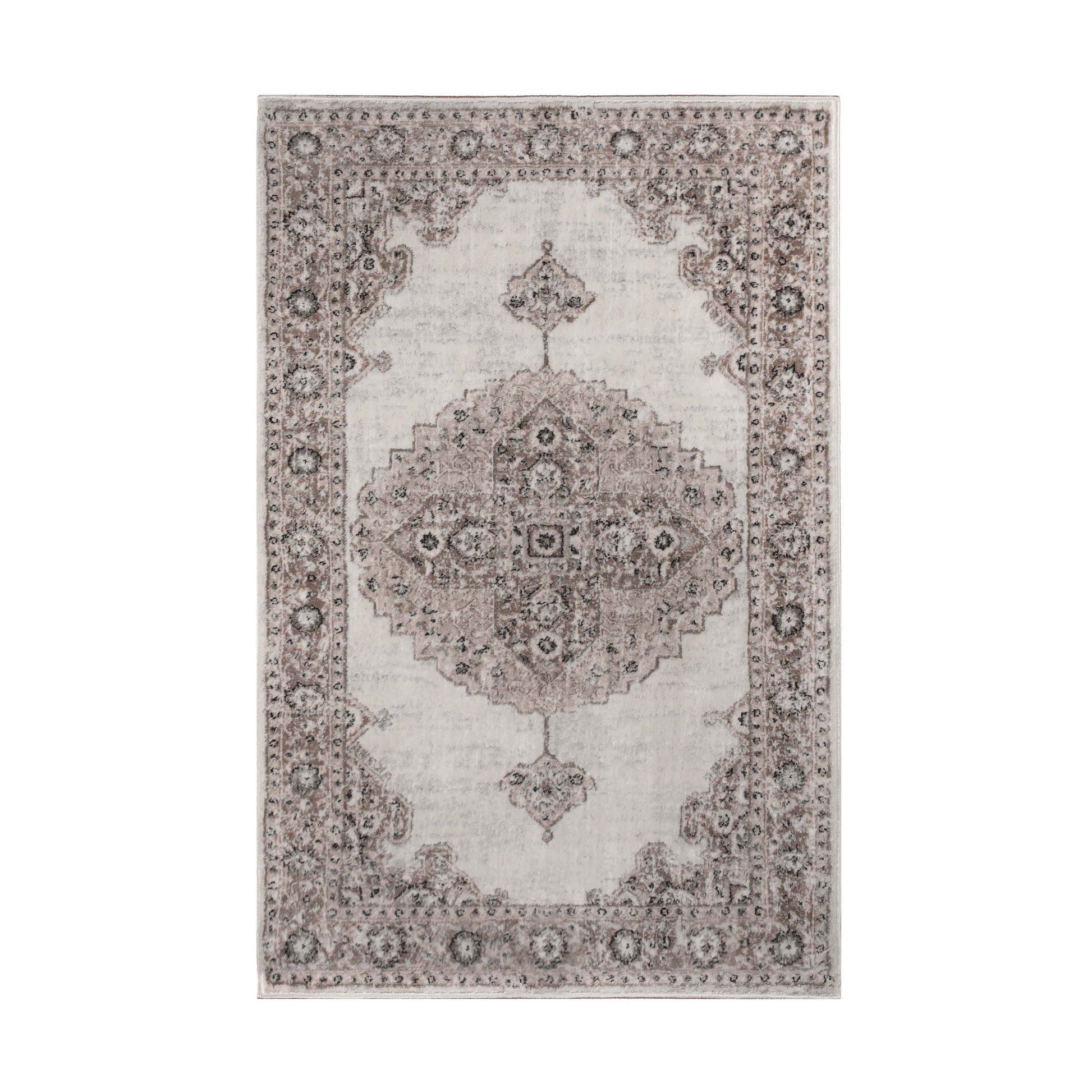 Demelza Vintage Traditional Oriental Medallion Indoor Area Rug - Taupe